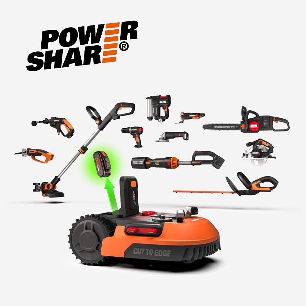 WORX Landroid Plus WR167E Mähroboter mit Begrenzungskabel für Gärten bis 700m² (AIA Navigation, App Steuerung, WLAN, Bluetooth und schwimmendem Mähwerk - max Steigung: 35%)