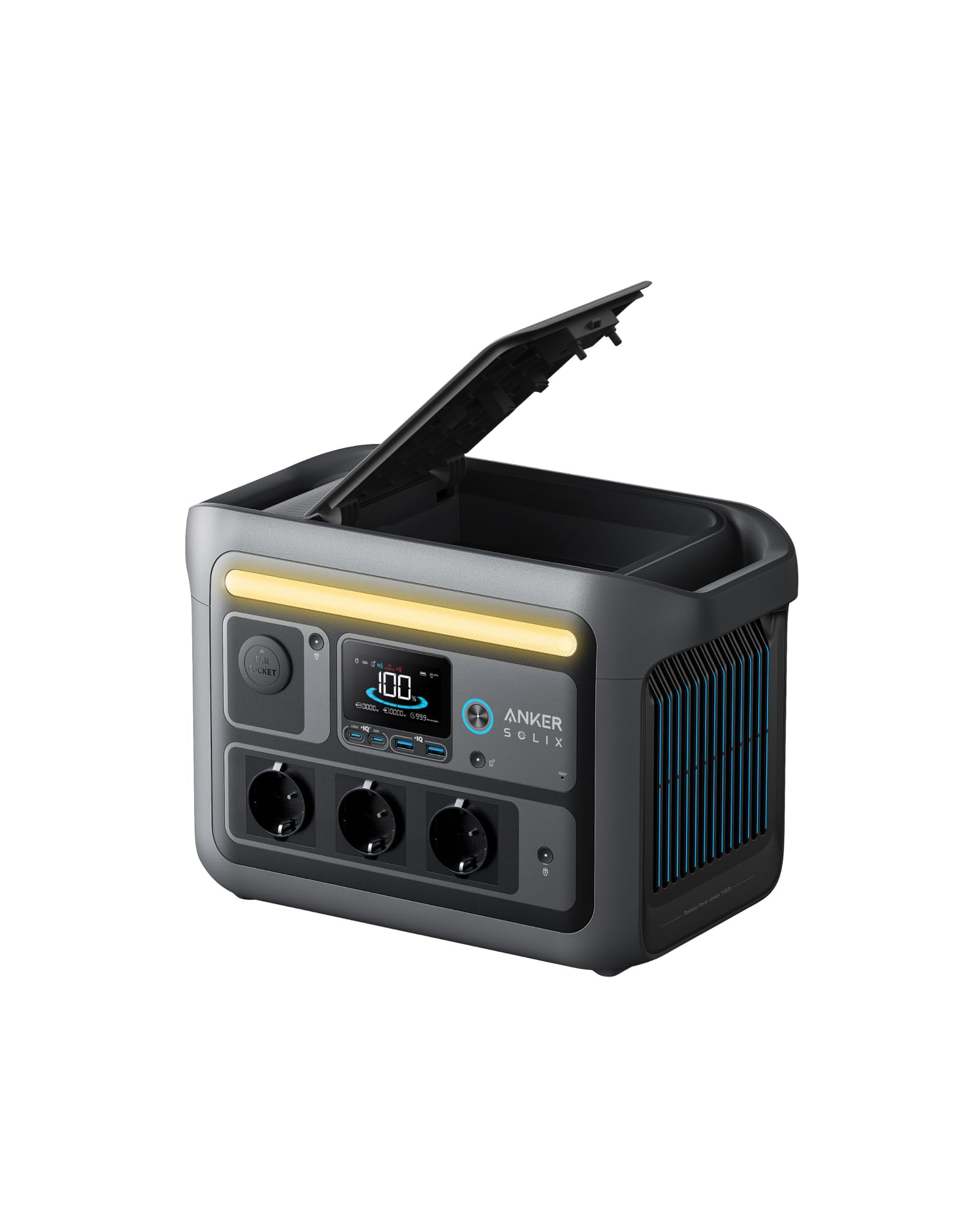 Anker SOLIX C800 Tragbare Powerstation mit 200W Solarpanels, 1200W (1600W Spitzenleistung) Solargenerator, 100% Akku in 58 Min., 768Wh LiFePO4 Akkus für Camping, Wohnmobil, RV, Reisen, Stromausfall