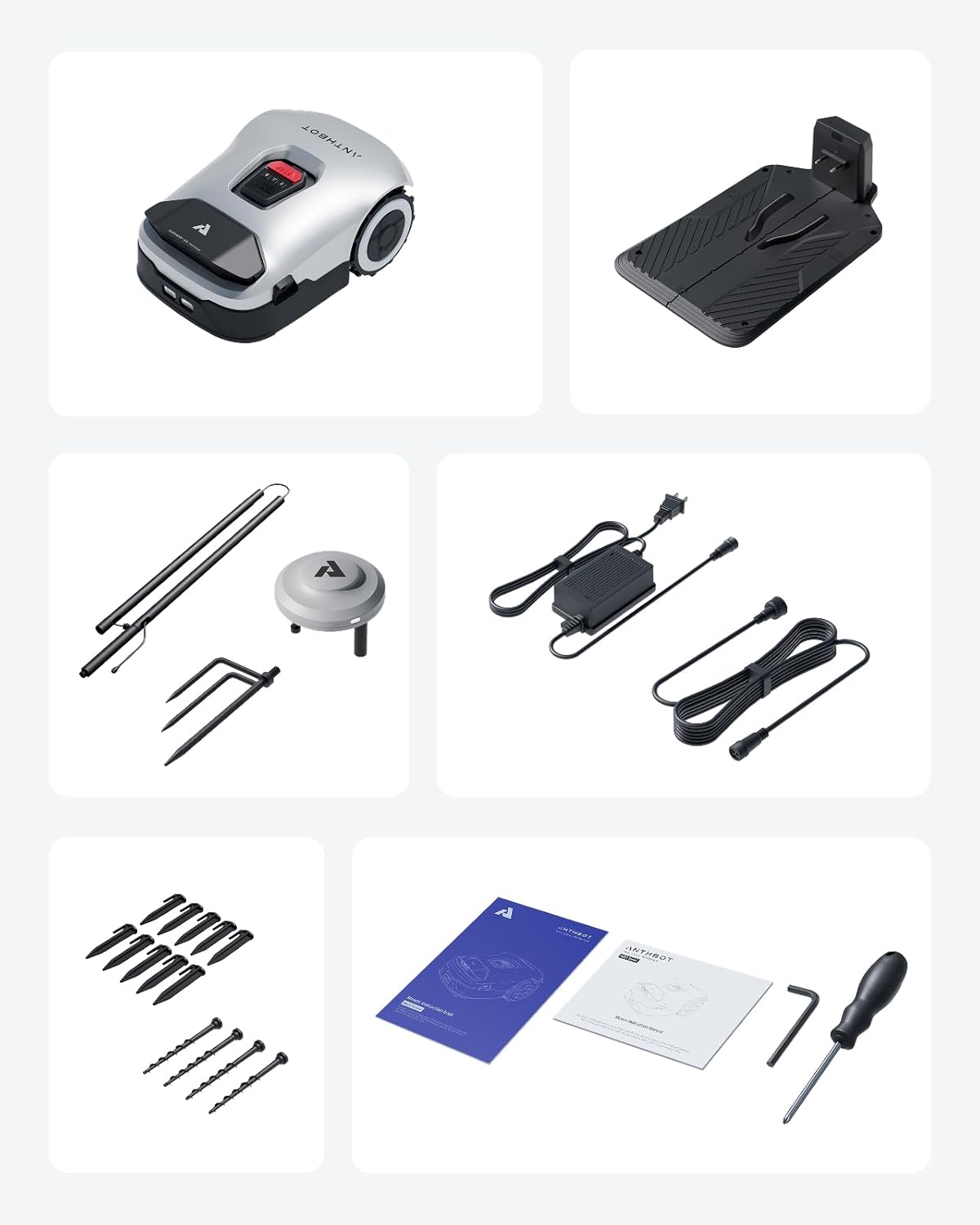 ANTHBOT KI Drahtloser Mähroboter ohne Begrenzungskabel Max. 900m², Full Frequenzband RTK+4-Kamera-Vision Rasenmäher Roboter ohne Kabel, Mehrzonen-Management, Hindernisvermeidung Rasenroboter -Genie600