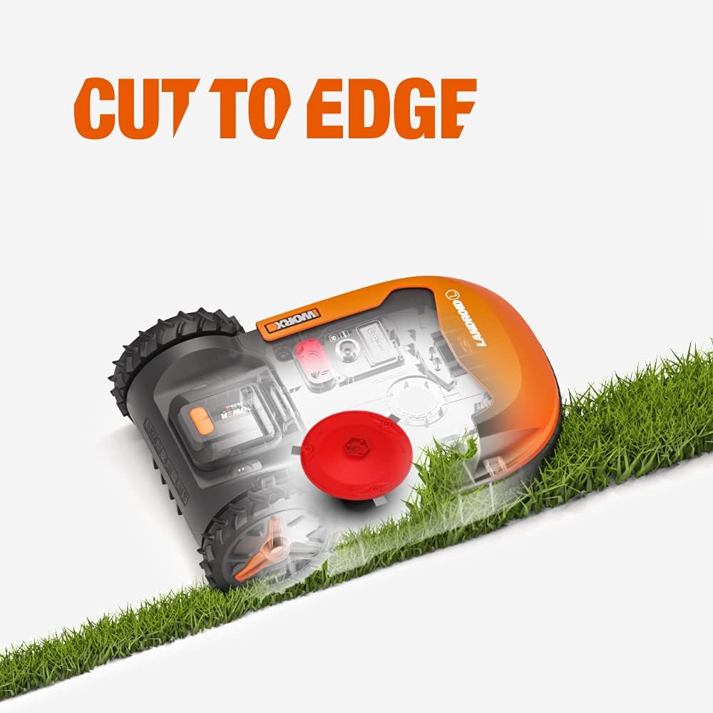 WORX Landroid M WR141E Mähroboter/Akkurasenmäher für kleine Gärten bis 500 qm/Selbstfahrender Rasenmäher für einen sauberen Rasenschnitt, Bunt