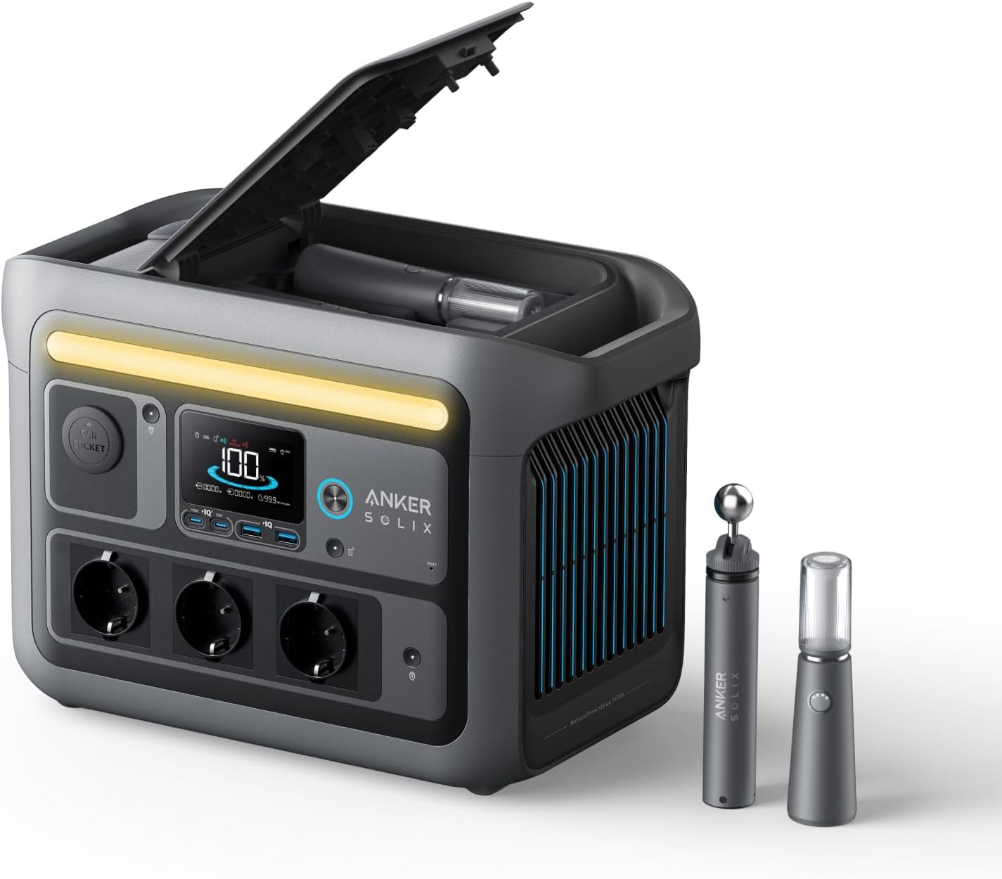 Anker SOLIX C800 Plus Tragbare Powerstation, 1200W (1600W Spitzenleistung) Solargenerator für Campingbeleuchtung, 768Wh LiFePO4 Akkus für Camping, Wohnmobil, Reisen, Stromausfall (Solarpanel optional)