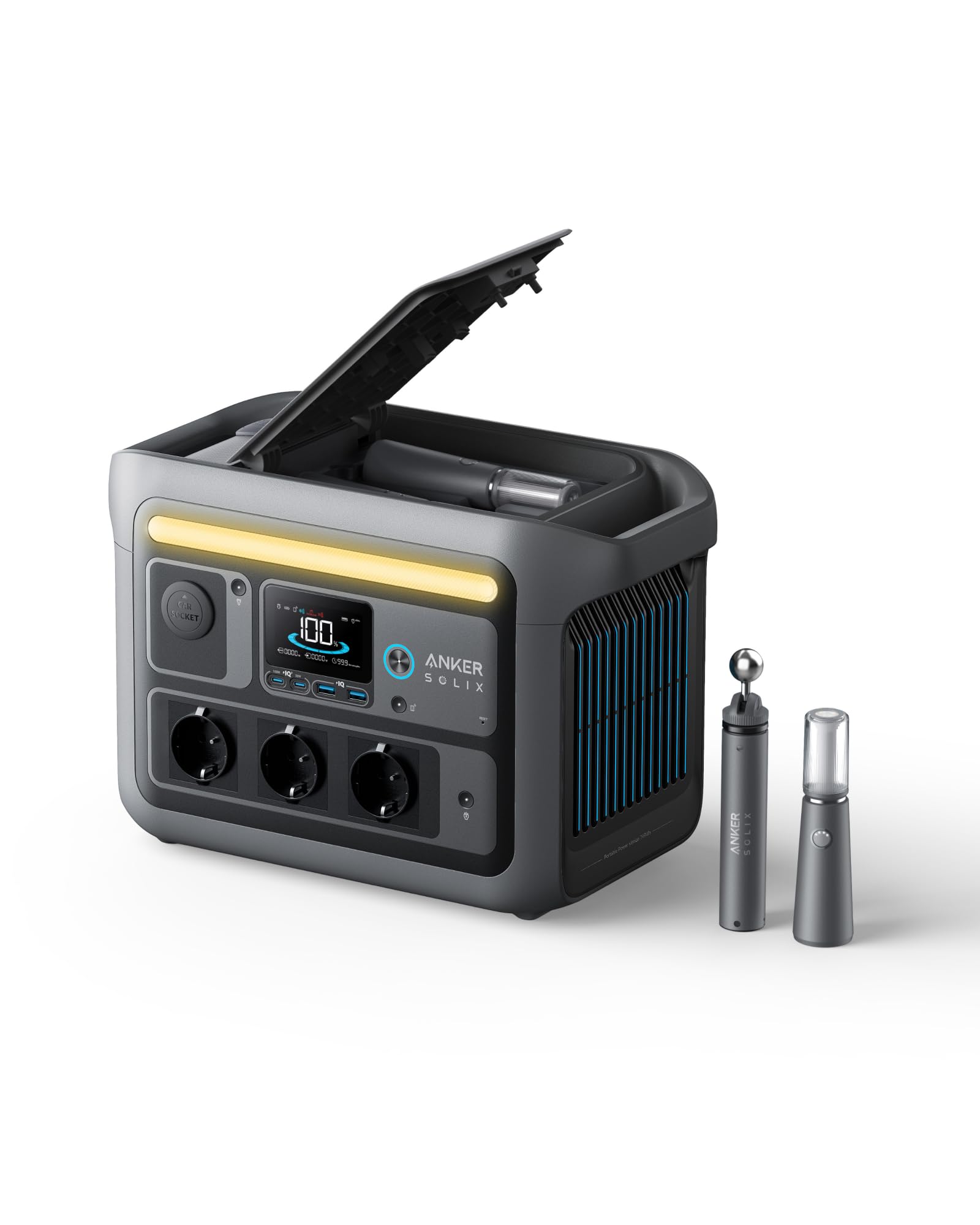 Anker SOLIX C800 Plus Tragbare Powerstation, 1200W (1600W Spitzenleistung) Solargenerator für Campingbeleuchtung, 768Wh LiFePO4 Akkus für Camping, Wohnmobil, Reisen, Stromausfall (Solarpanel optional)
