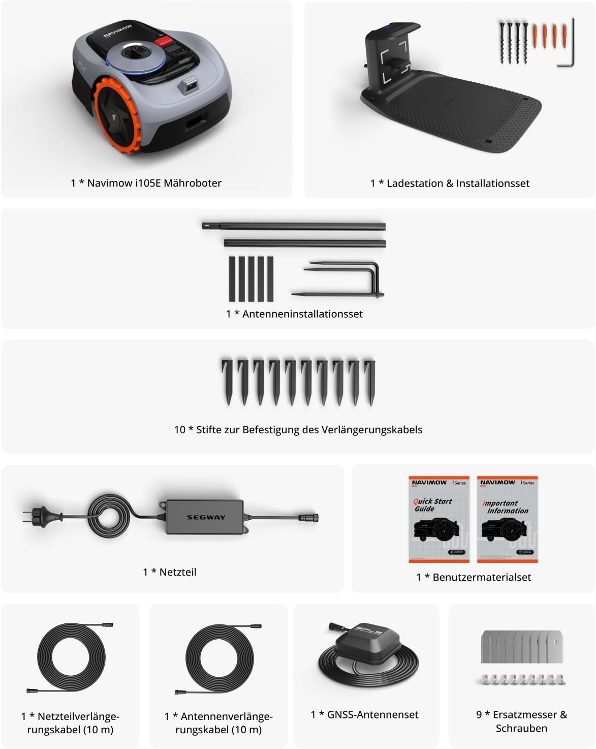 Navimow i105E Mähroboter ohne Begrenzungskabel, Empf. 500 m², Max. 600 m², RTK+Vision Rasenmäher Roboter Testsieger, Igelschutz Rasenroboter, KI Auto Kartierung, Virtuelle Begrenzung, Mehrzonen