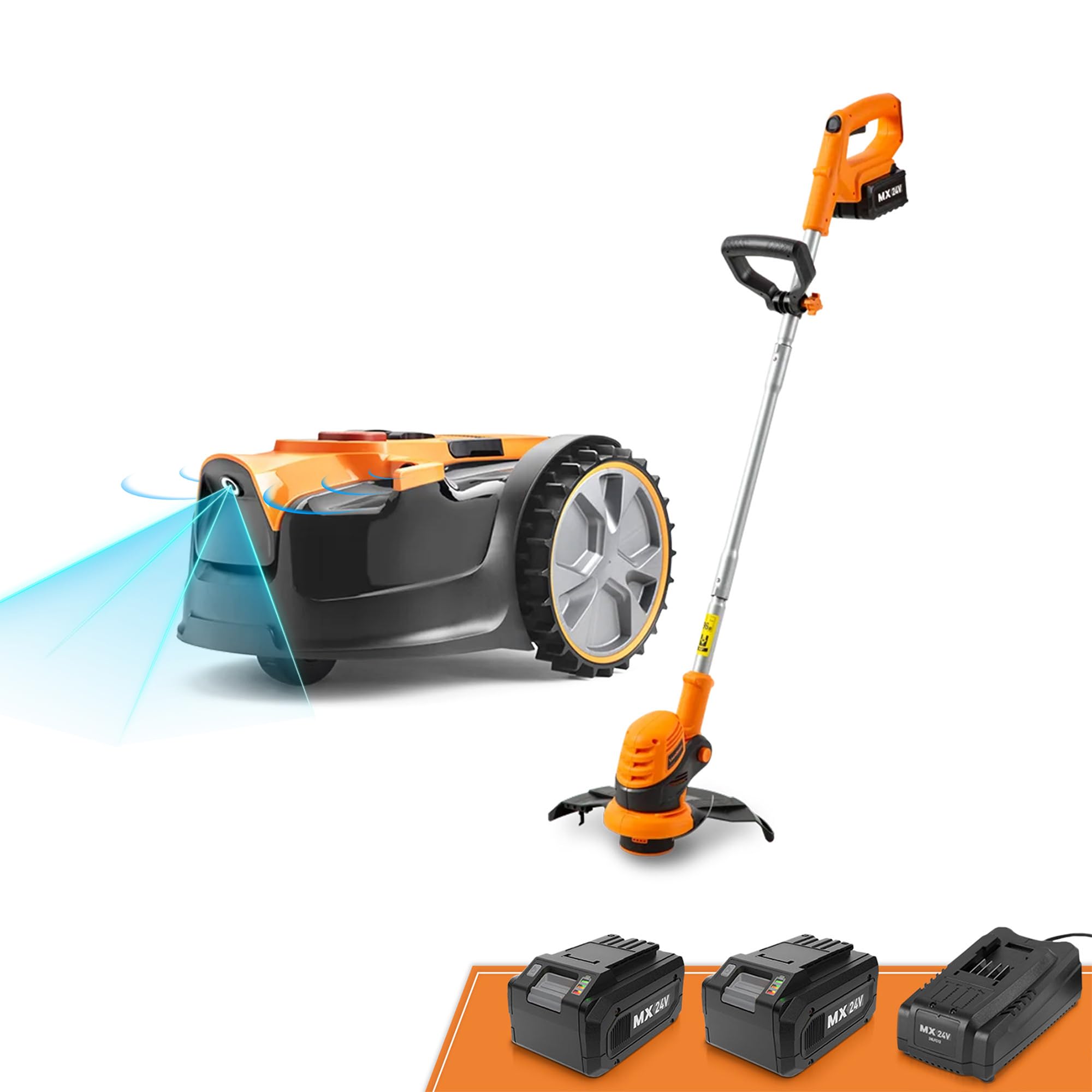 LawnMaster VBRM18AMIDR mähroboter ohne begrenzungskabel für bis zu 500㎡ 2ah Batterie Optische Navigation, Hindernisvermeidung, Automatische Ladestation, Verbotene-Zone-Funktion, WiFi & Bluetooth APP
