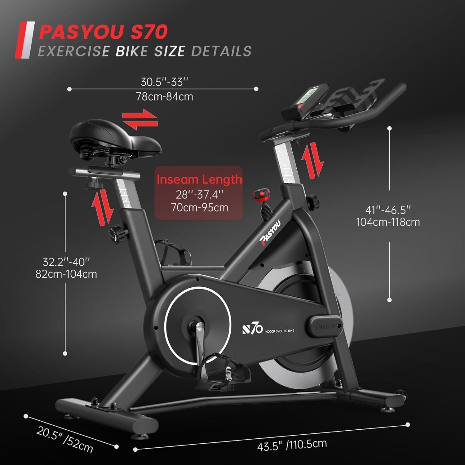 PASYOU S70 Indoor Cycling Bike - Heimtrainer Fahrrad mit RPM Monitor