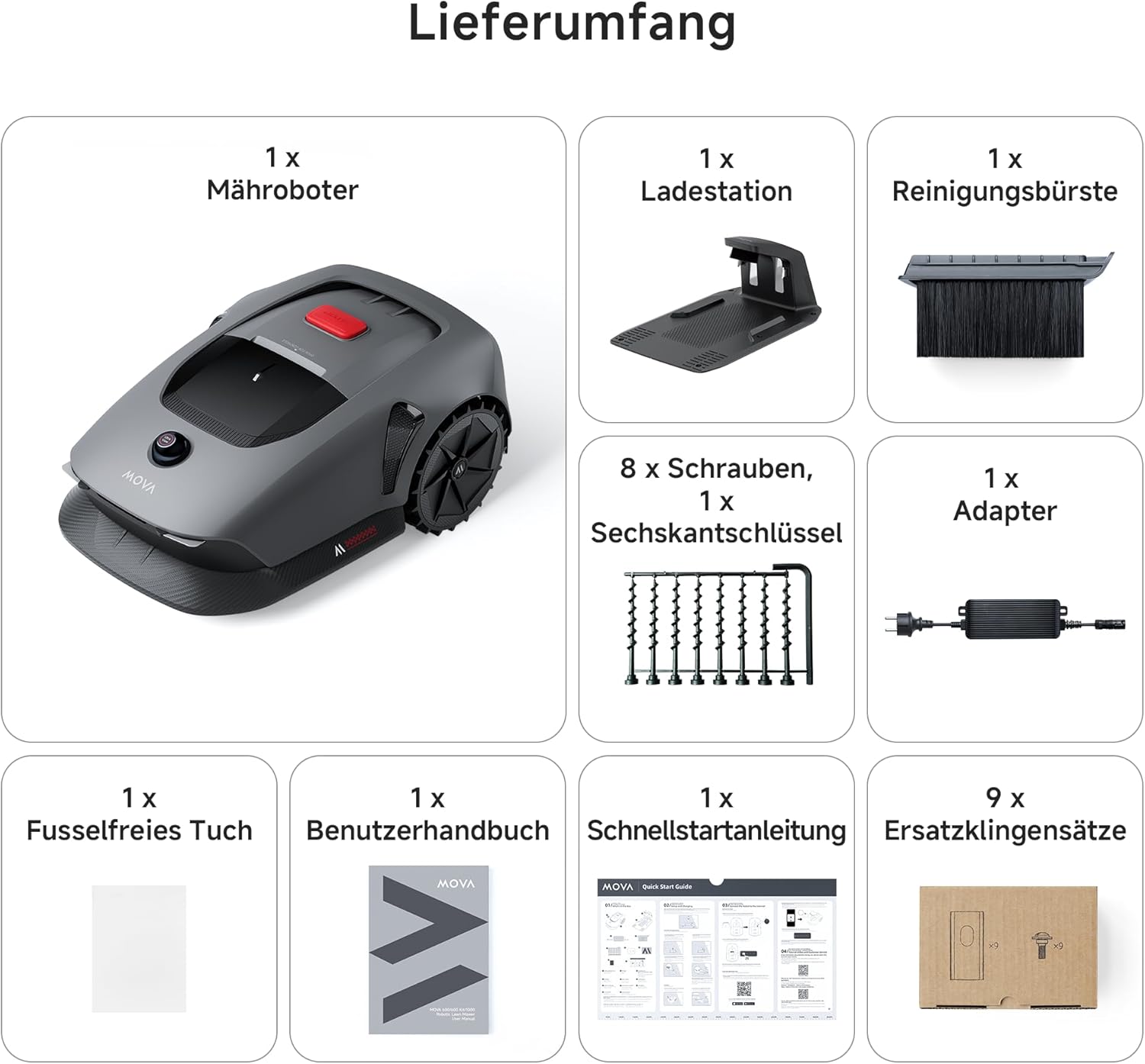 MOVA 600, Rasenmäher Roboter 3D-LiDAR kabellose Einrichtung & genaue Kartierung bis 600 m², Smarte Hindernisvermeidung, App-Steuerung, U-förmiges Schneiden, Leiser Betrieb, Sicherheitswarnungen
