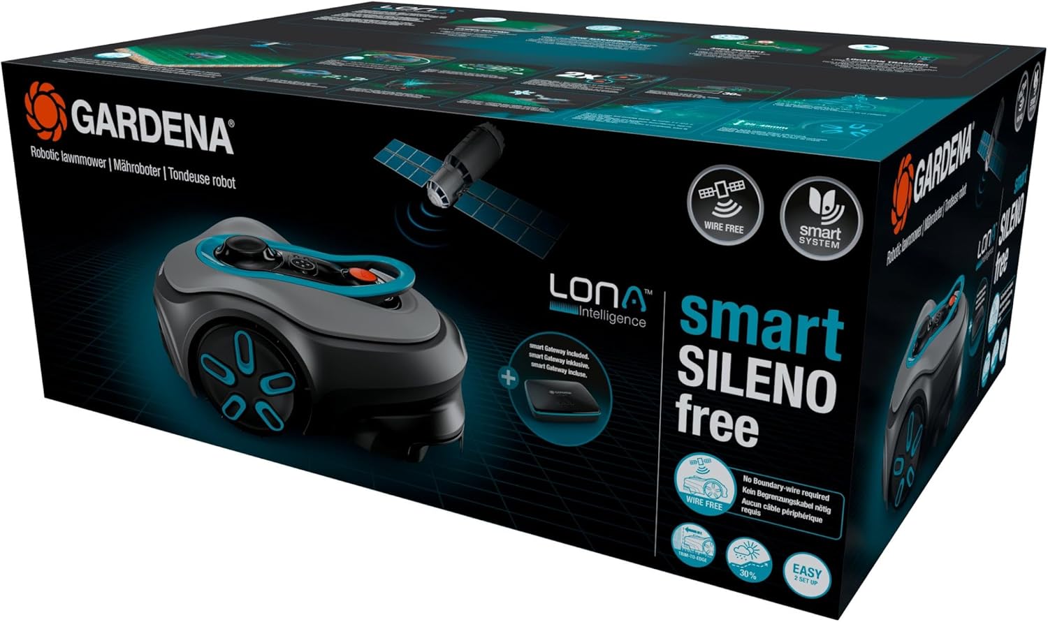 Gardena smart SILENO Free Set 600 m² kabelloser Mähroboter: LONA Intelligence, Trim-to-Edge, ohne Begrenzungskabel, leiser Betrieb, intelligenter Mäher, App Steuerung (19921-20)