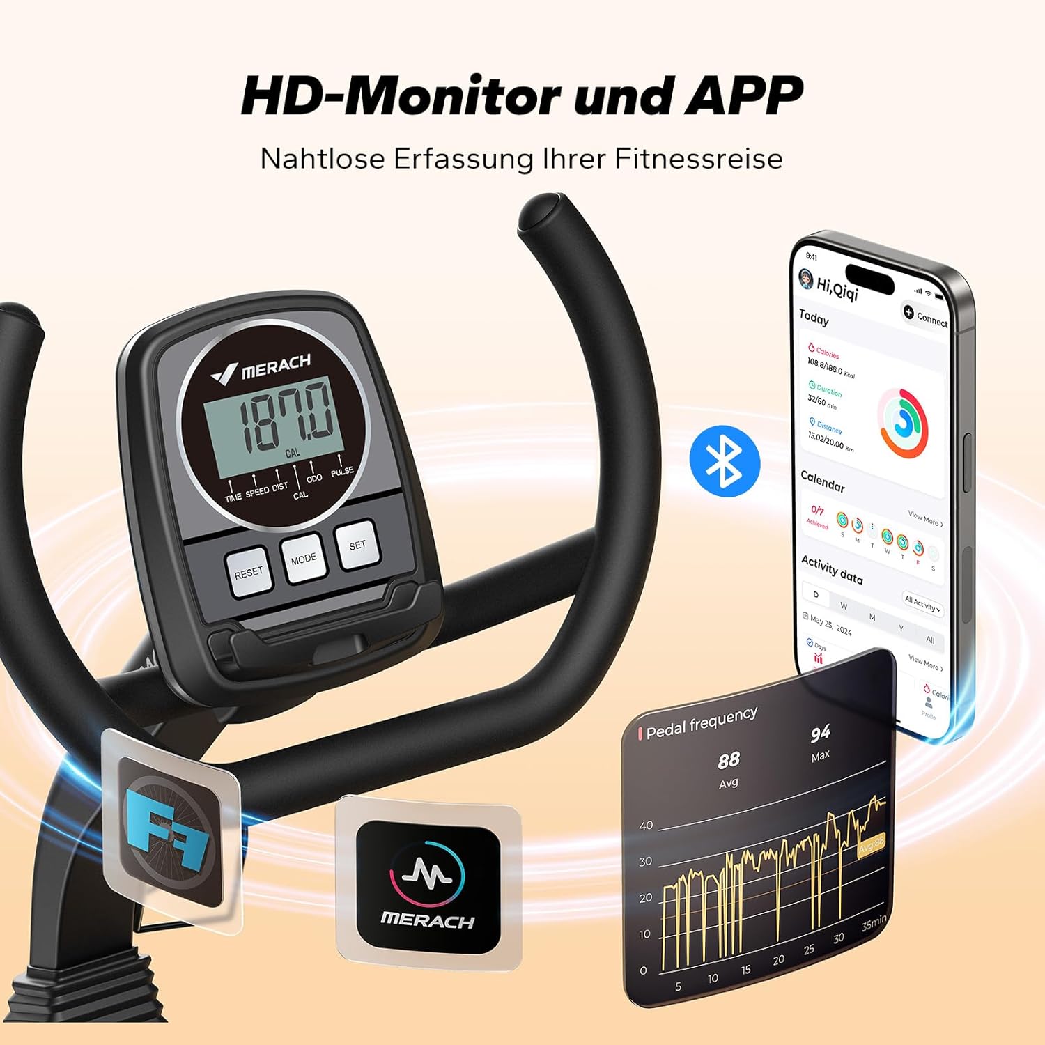 MERACH Recumbent Exercise Bike for Home Cardio Workout with Bluetooth