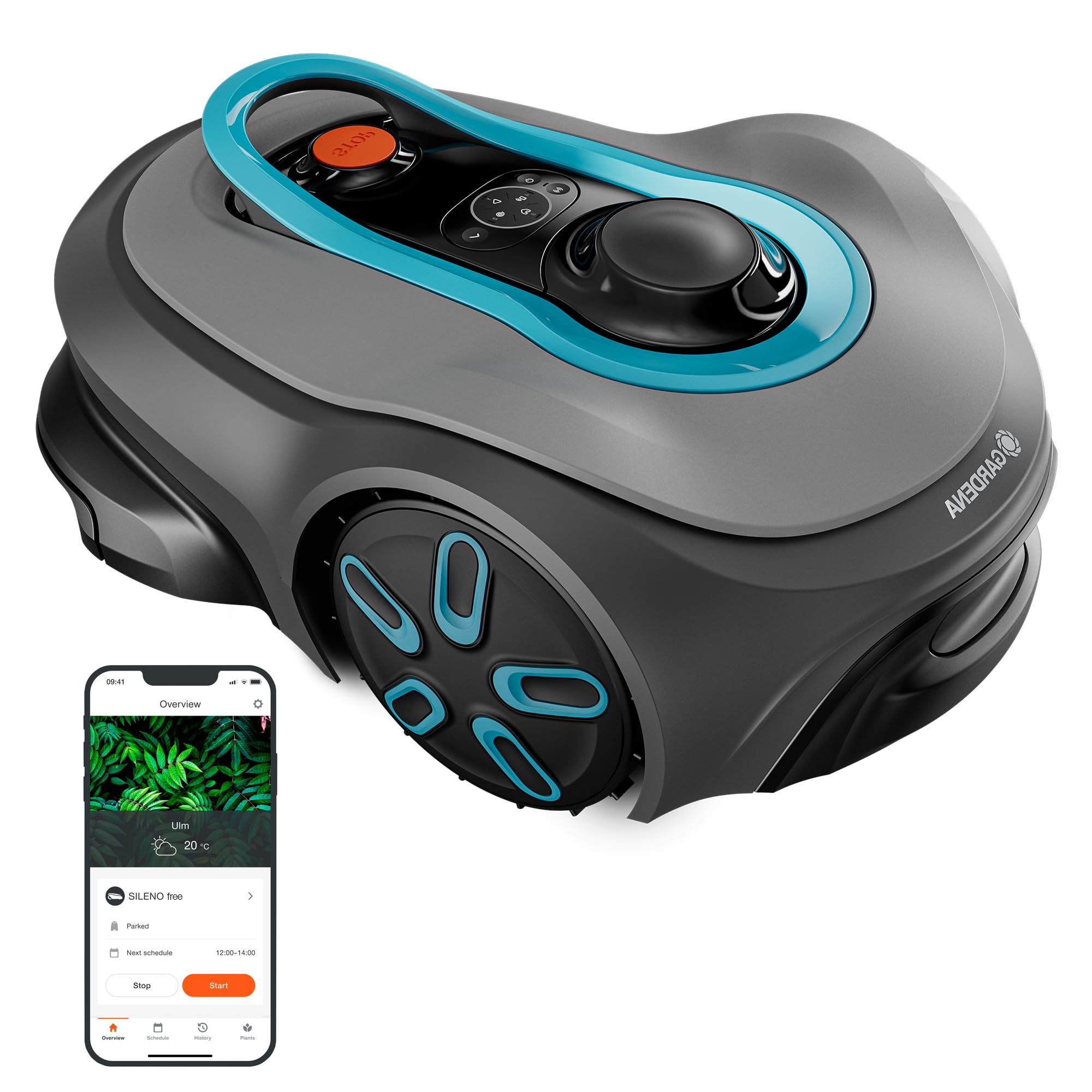 Gardena smart SILENO Free Set 1100 m² Mähroboter, kabellos, für Rasenflächen bis 1.100 m², LONA Intelligence, ohne Begrenzungskabel, leiser Betrieb, intelligenter Mäher mit App Steuerung (19926-47)