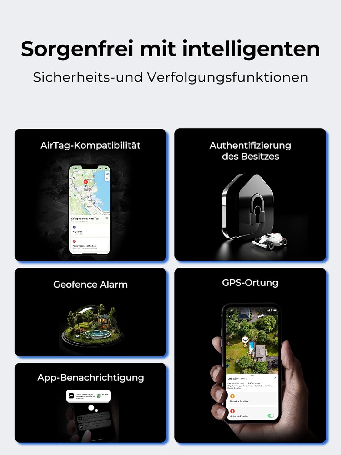 MAMMOTION LUBA 2 AWD 3000 Rasenmäher Roboter (2024 Version), Mähroboter ohne Begrenzungskabel für Rasenflächen bis 3000 m², 3D Vision+RTK Fusion-Mapping, 80% Steigung, Schnitthöhe 25-70mm