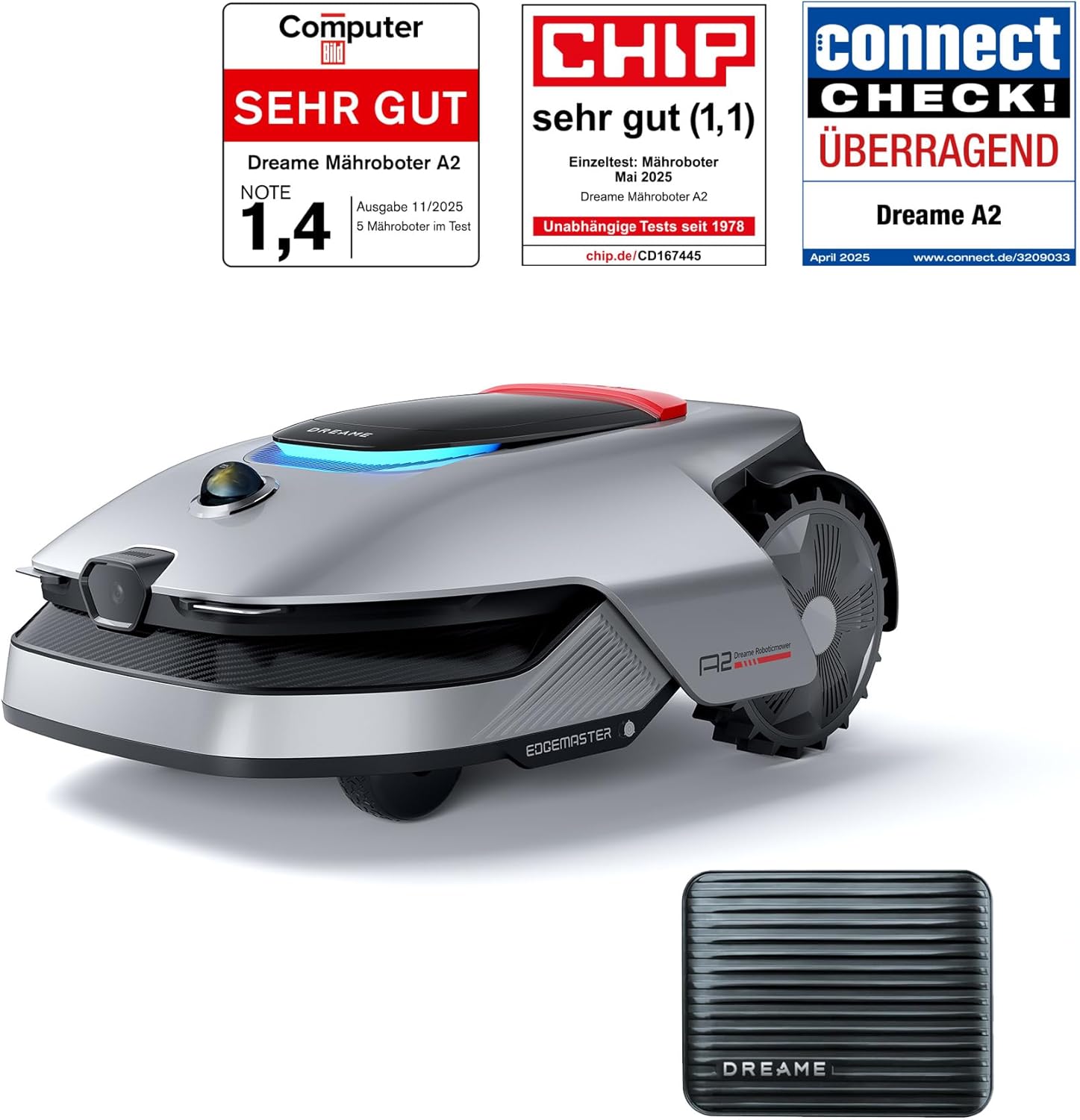 DREAME Mähroboter A2, Auto-Begrenzungseinrichtung,3000 m²,Dual-Fusion-Kartierung, OmniSense-2.0-Hindernisvermeidung, EdgeMaste-Schneidsystem, Leiser Nabenmotor, Steigung bis 26,5°, Smart-App-Steuerung