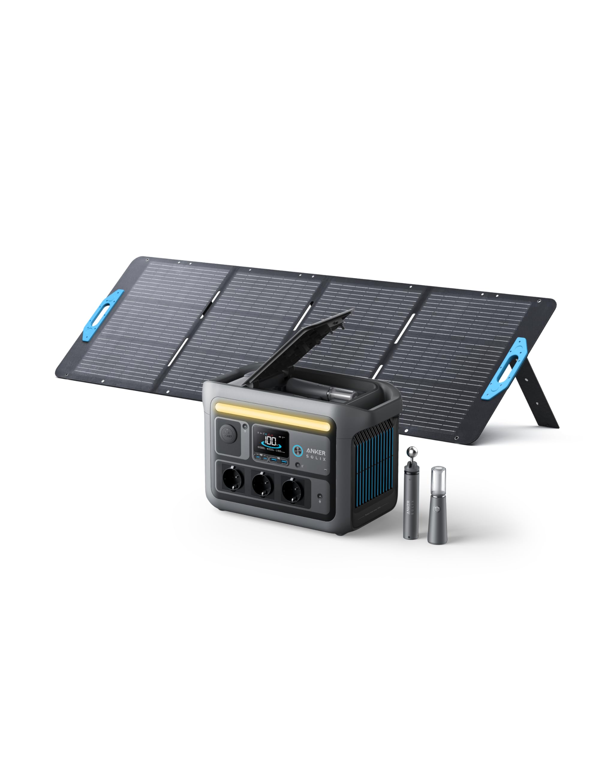 Anker SOLIX C800 Plus Tragbare Powerstation, 1200W (1600W Spitzenleistung) Solargenerator für Campingbeleuchtung, 768Wh LiFePO4 Akkus für Camping, Wohnmobil, Reisen, Stromausfall (Solarpanel optional)