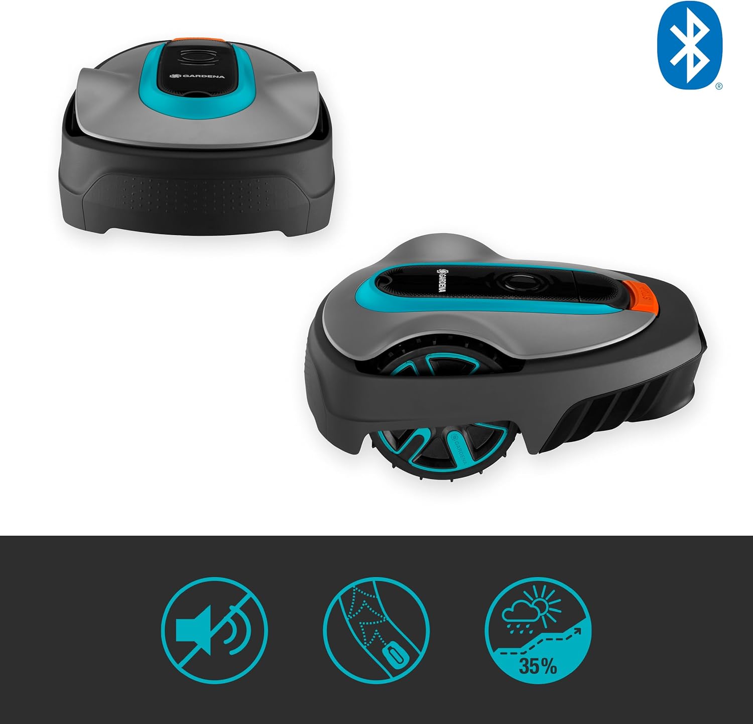 Gardena Mähroboter Sileno City (15010-20), Türkis, Orange, Schwarz, Grau, Bis zu 600 m²