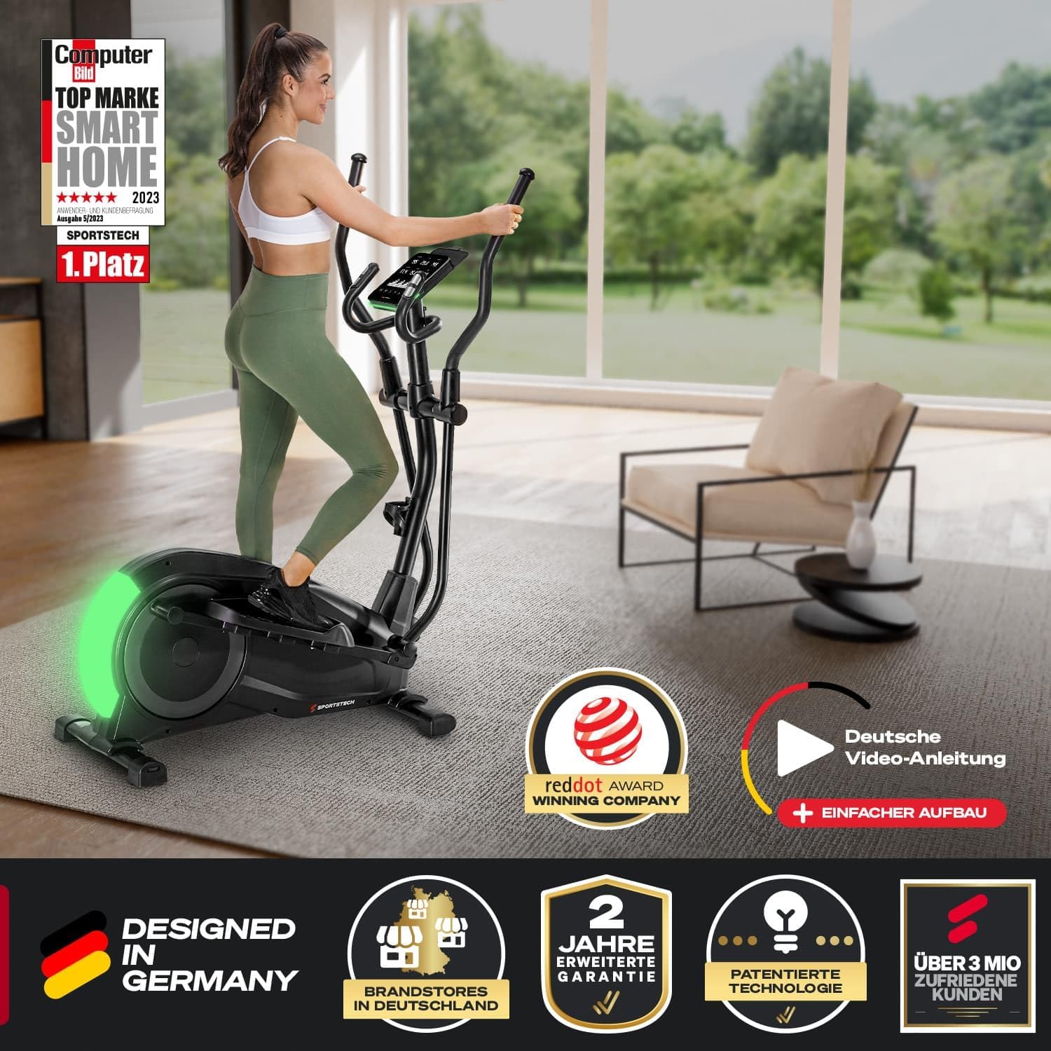 Sportstech CX700: Crosstrainer, 24kg Schwungmasse, App & Bluetooth