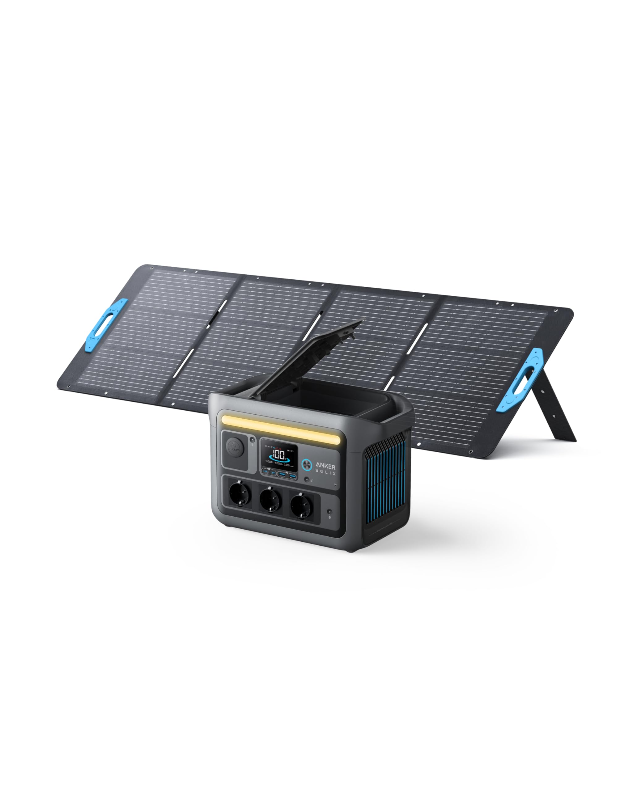 Anker SOLIX C800 Plus Tragbare Powerstation, 1200W (1600W Spitzenleistung) Solargenerator für Campingbeleuchtung, 768Wh LiFePO4 Akkus für Camping, Wohnmobil, Reisen, Stromausfall (Solarpanel optional)