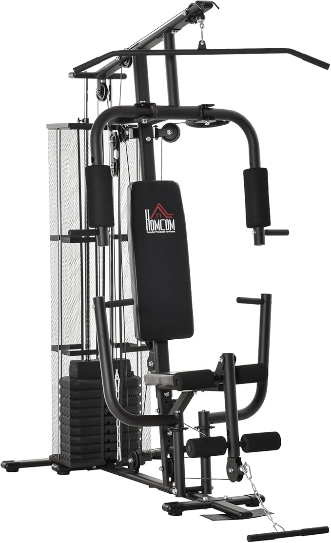 HOMCOM Kraftstation: Multifunktional mit Latzug, Butterfly und 45 kg Gewichten