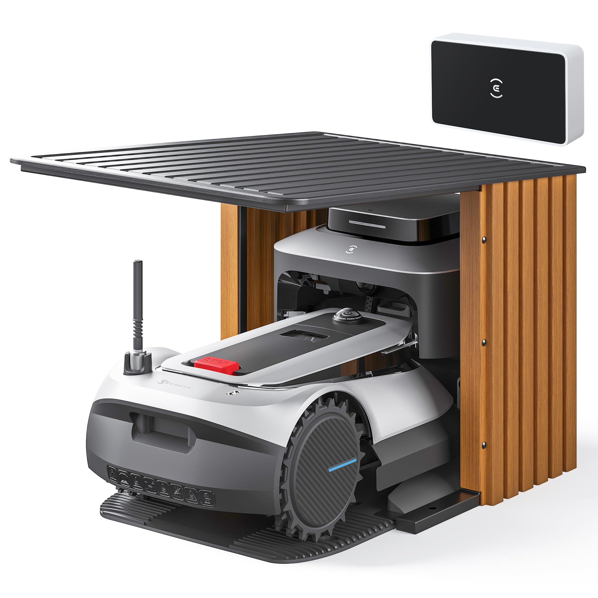 ECOVACS GOAT G1-2000 Mähroboter mit Robuster Garage & Auto-Verbindung-Modul, Ohne Begrenzungskabel für Gärten bis zu 2,000㎡ (AIVI 3D Hindernisvermeidung, logisches Mähen, 16-Zonen-Management)