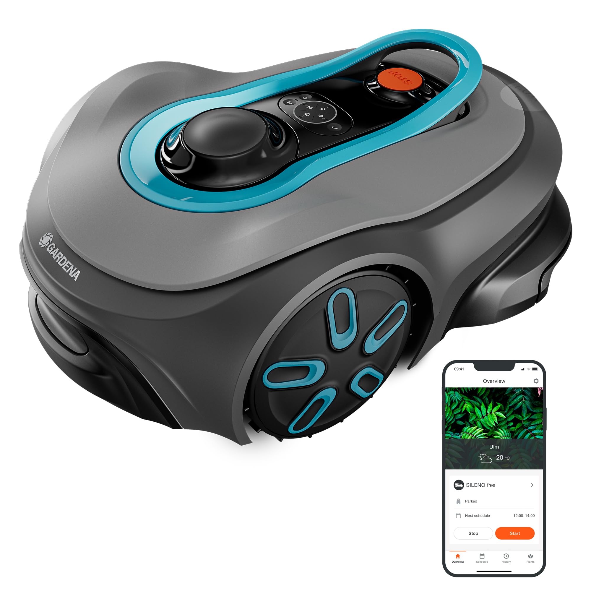 Gardena smart SILENO Free Set 1100 m² Mähroboter, kabellos, für Rasenflächen bis 1.100 m², LONA Intelligence, ohne Begrenzungskabel, leiser Betrieb, intelligenter Mäher mit App Steuerung (19926-47)