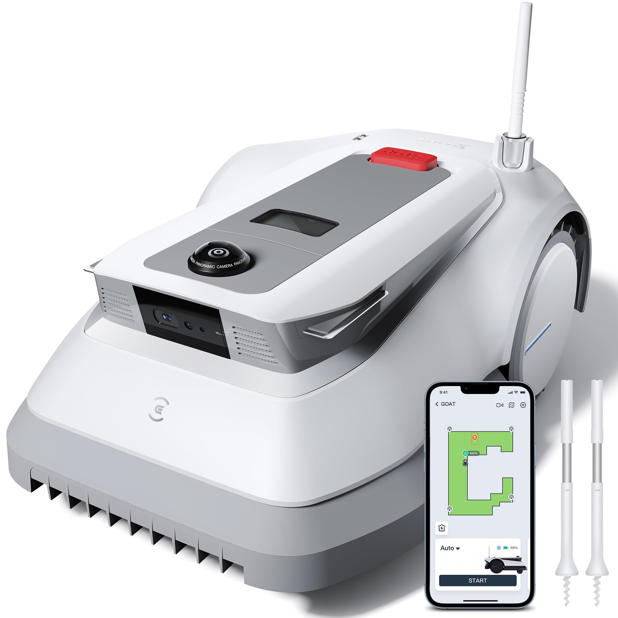 ECOVACS GOAT G1-2000 Mähroboter mit Robuster Garage & Auto-Verbindung-Modul, Ohne Begrenzungskabel für Gärten bis zu 2,000㎡ (AIVI 3D Hindernisvermeidung, logisches Mähen, 16-Zonen-Management)