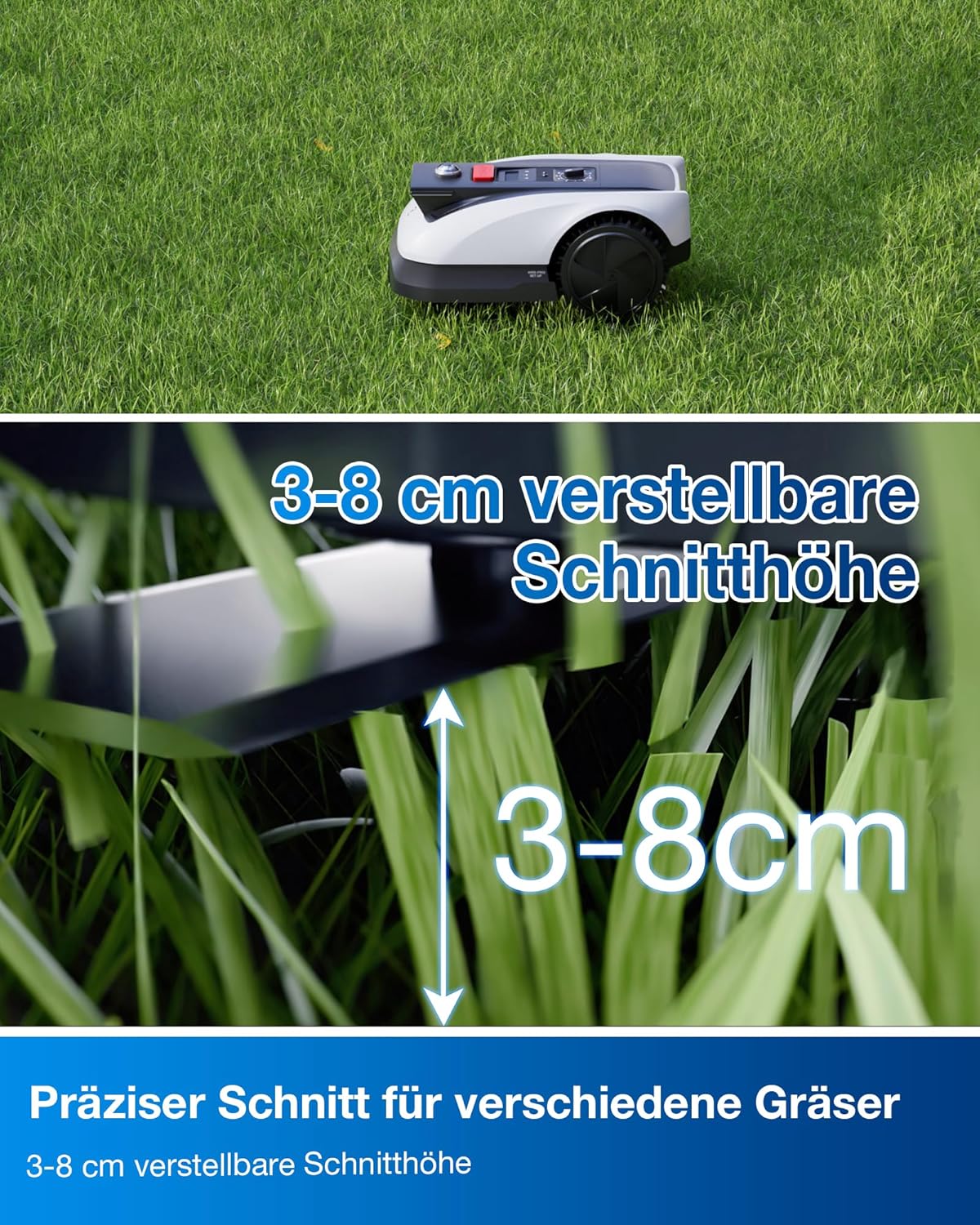 ECOVACS Goat O500 Panorama Mähroboter ohne Begrenzungskabel, 500 m², Auto-Kartierung Rasenmähroboter, Setup-frei, LiDAR-unterstützte visuelle Navigation, passiert 0,7m Engstellen, Logischer Schneiden