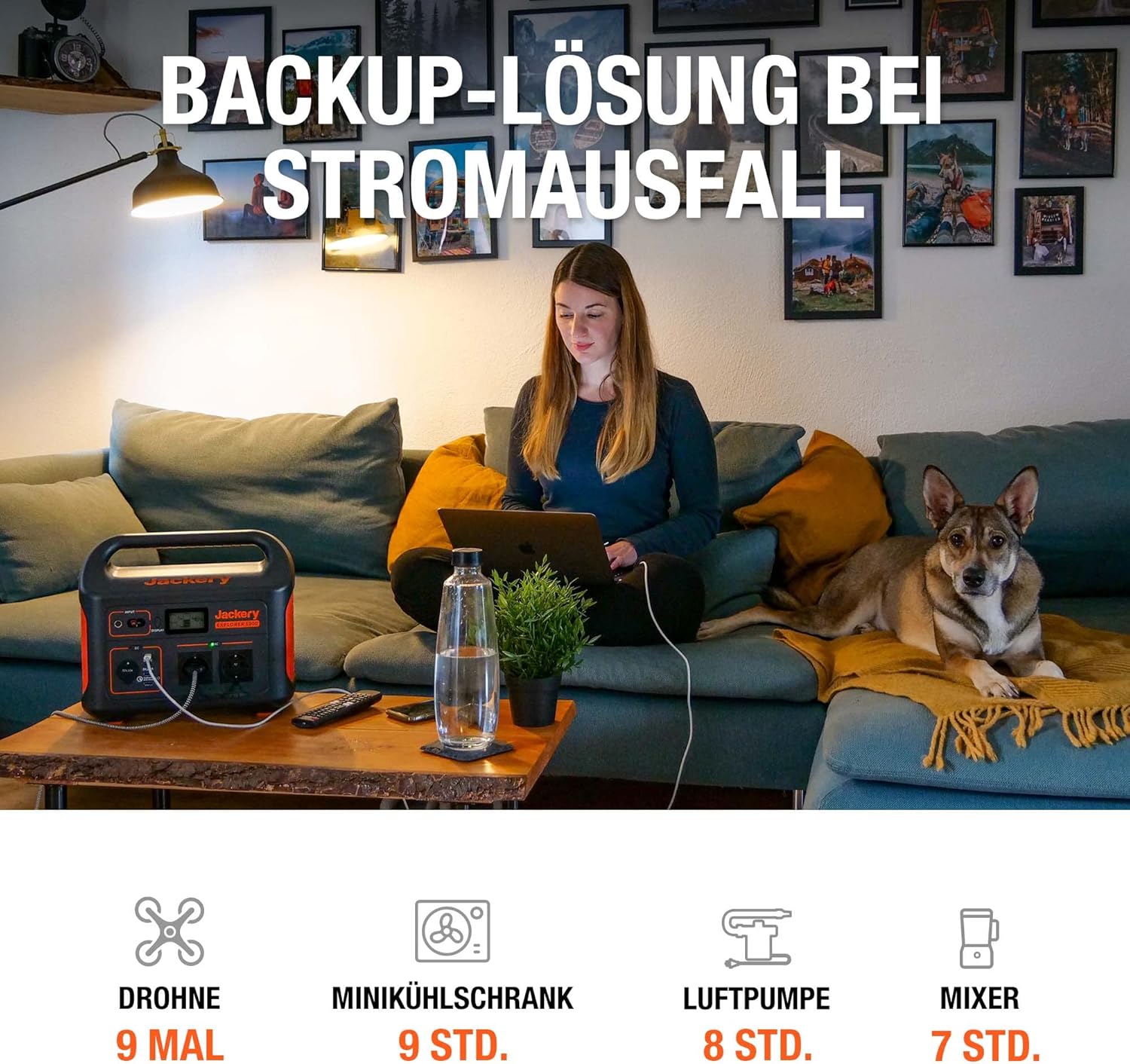 Jackery Explorer 500, 518Wh Tragbare Powerstation Mobiler Stromspeicher mit 230V/500W (Spitze 1000W) Steckdose + USB, Mobile Stromversorgung mit LCD-Anzeige für Party, Camping, Wohnmobil, Heimwerken