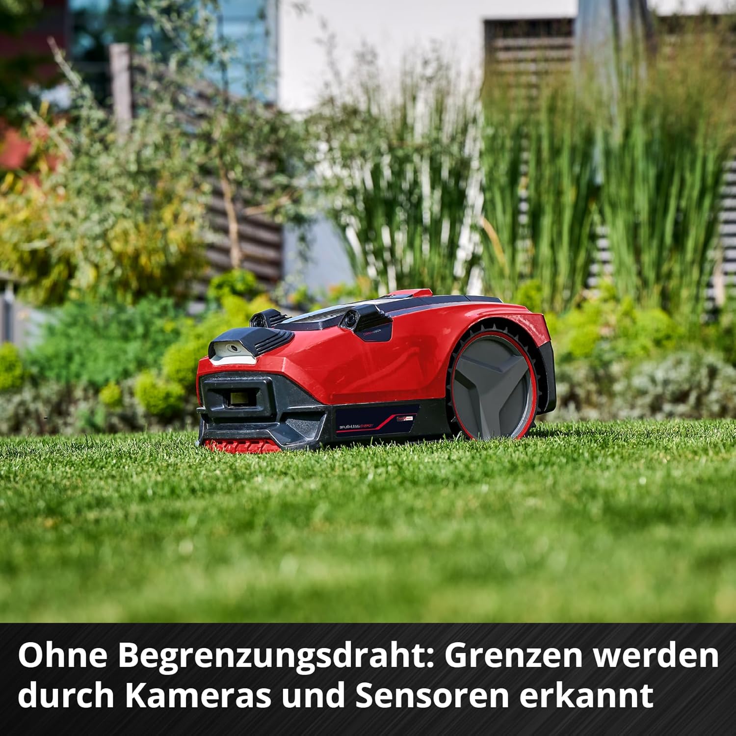 Einhell Mähroboter FREELEXO CAM 500 Power X-Change (18V, Kamera ersetzt Begrenzungsdraht, für 500 m², Brushless, bis 25% Steigung, Schnittbreite 18 cm, inkl. 3,0 Ah Akku, 5 m Magnetband)