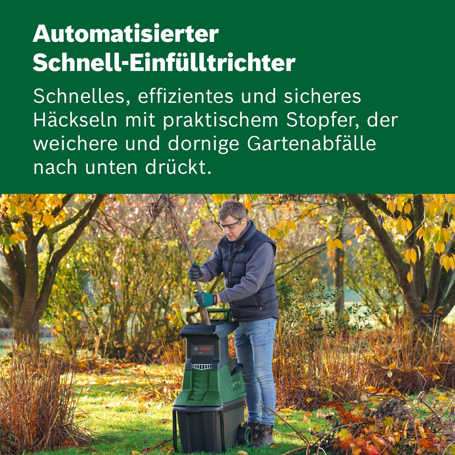 Bosch Turbinenhäcksler AXT 25 TC (2.500 W; geeignet für Holz und harte Gartenabfälle; integrierte Fangbox 53 l; in Karton)