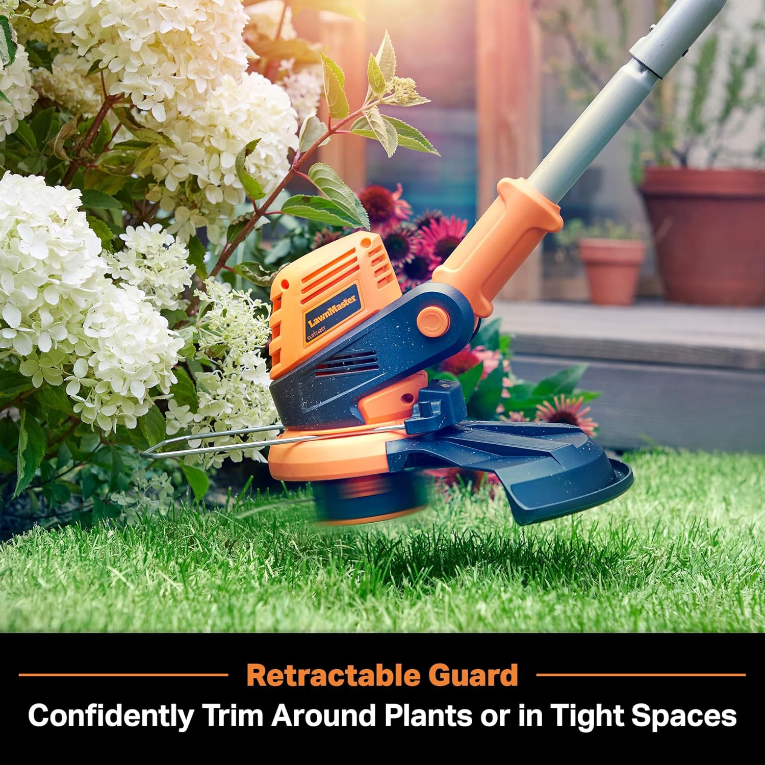 LawnMaster OcuMow™ Roboter-Rasenmäher mit kabellosem 24V MAX 10-Zoll-Gras-Trimmer-Kombi-Set, optische Navigation, automatische Hindernisvermeidung, punktgenauer Schnitt.