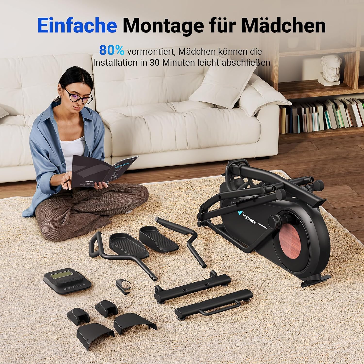 MERACH Heimtrainer Crosstrainer: Leise, Magnetisch, App, 8 Stufen, 160KG Kapazität