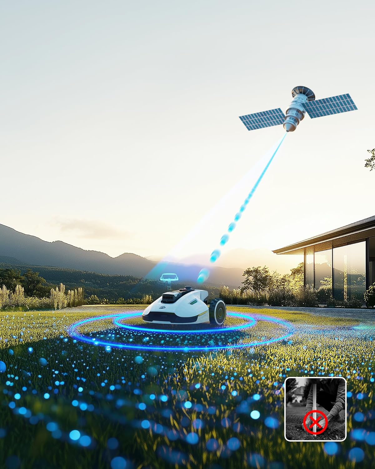 MAMMOTION YUKA 2000 Mähroboter ohne Begrenzungskabel, NetRTK+Vision, Keine RTK-Antenne erforderlich, Auto-Kartierung, Empf. 2000m², Max. 2800m², mit 4G-Modul, 50% Steigung