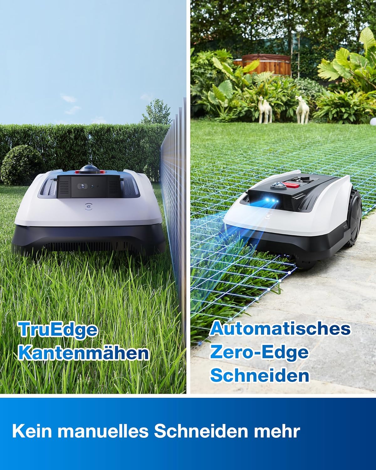 ECOVACS Goat O500 Panorama Mähroboter ohne Begrenzungskabel, 500 m², Auto-Kartierung Rasenmähroboter, Setup-frei, LiDAR-unterstützte visuelle Navigation, passiert 0,7m Engstellen, Logischer Schneiden