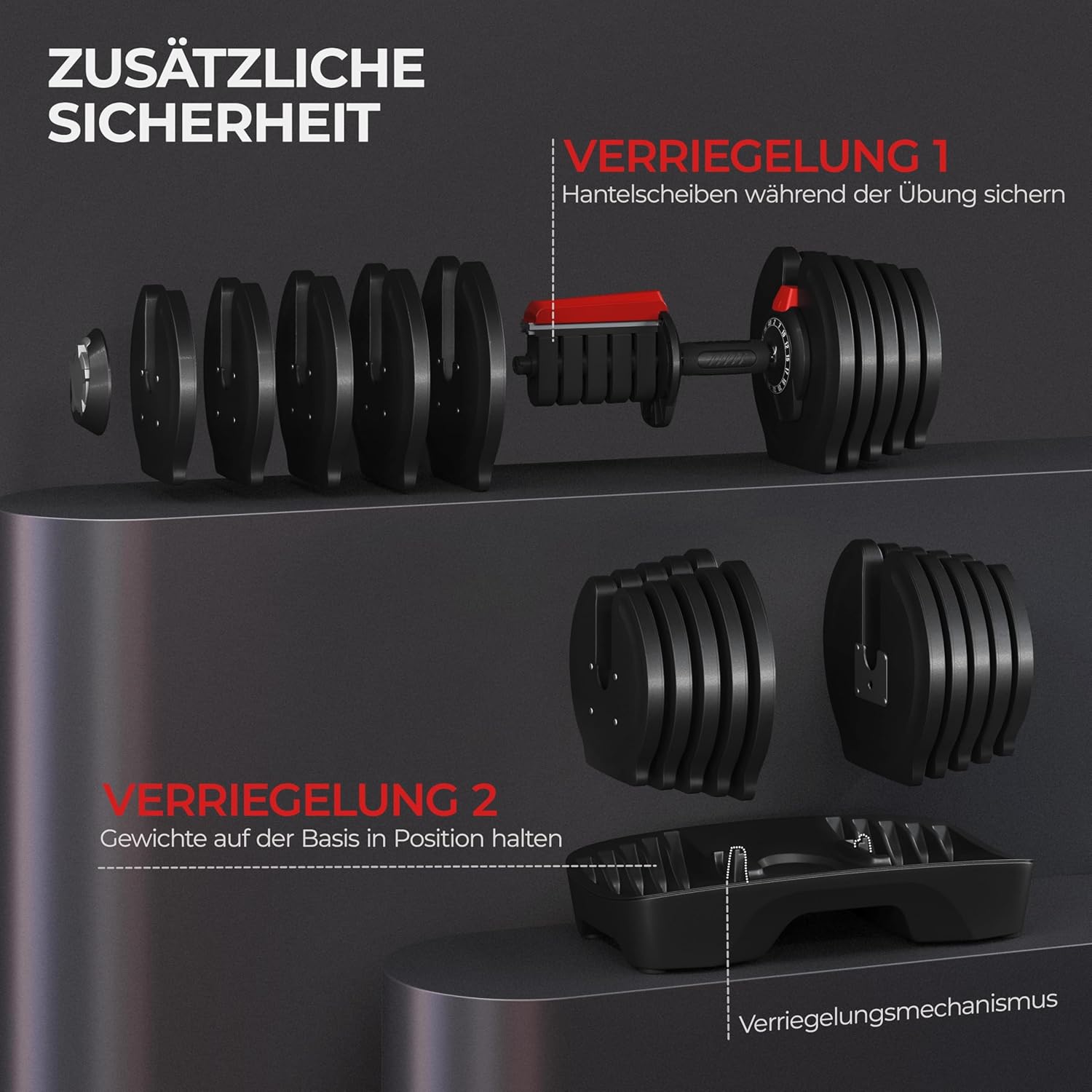 Yaheetech Verstellbare Hantel: 12/16‑in‑1 Schnellverstellung fürs Home‑Gym