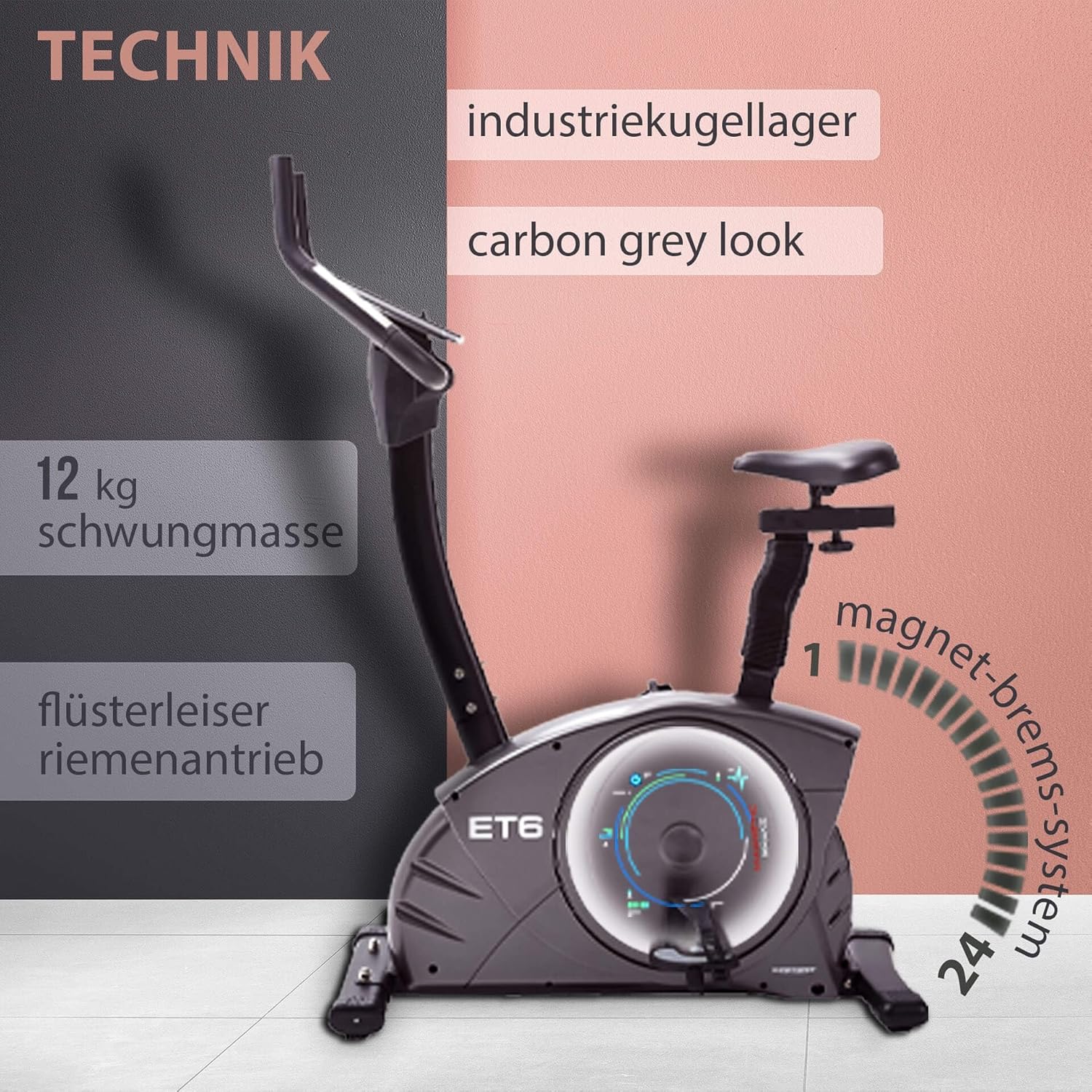 Christopeit ET 6: Ergometer mit 24 Stufen, 12 kg Bremssystem, 150 kg Traglast