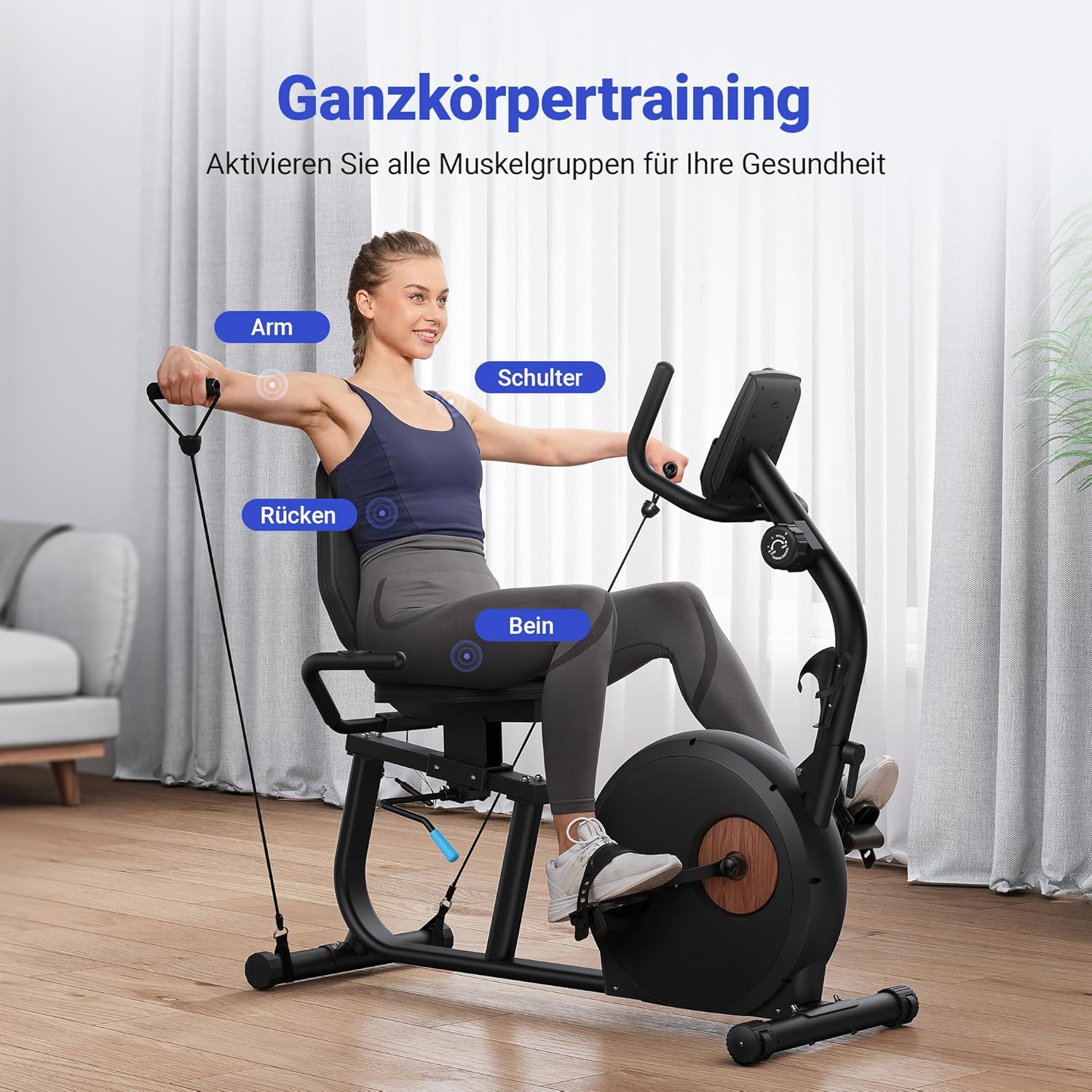 MERACH Liegeergometer: Heimtrainer mit Bluetooth und verstellbarer Rückenlehne