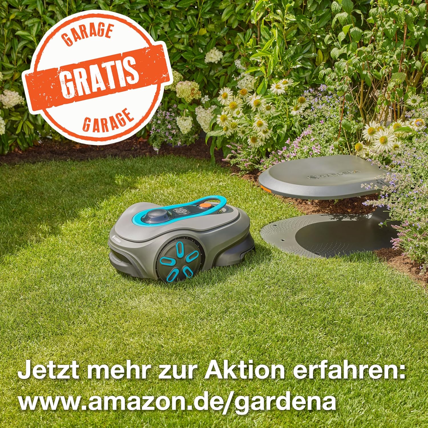 Gardena smart SILENO Free Set 1200 m² kabelloser Mähroboter: LONA Intelligence, Trim-to-Edge, ohne Begrenzungskabel, leiser Betrieb, intelligenter Mäher, App Steuerung (19923-20)