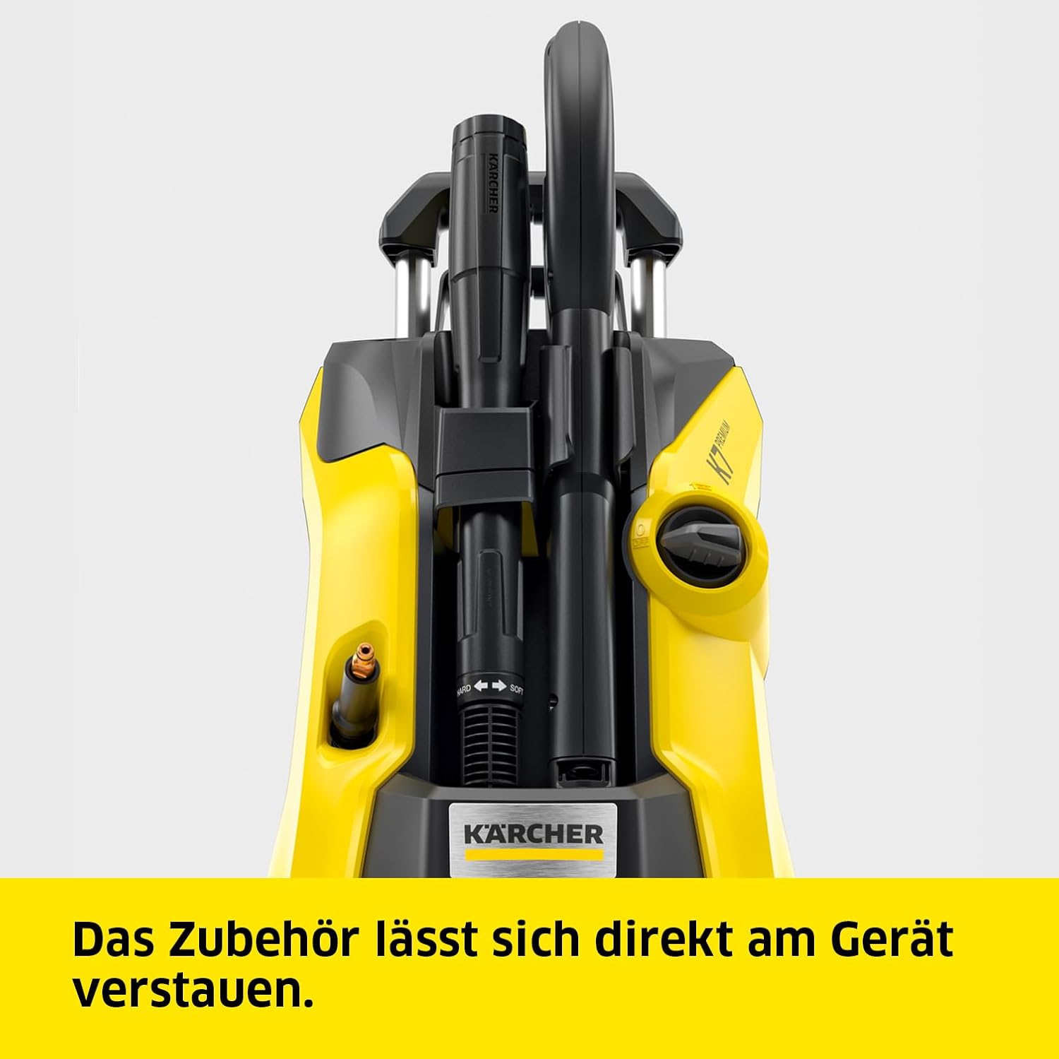 Kärcher Hochdruckreiniger K 7 Premium Power, Druck: 180 bar, Durchfluss: 600 l/h, Flächenleistung: 60 m²/h, Leistung: 3.000 W, Schlauchtrommel, mit Pistole, Dreckfräser, Strahlrohr