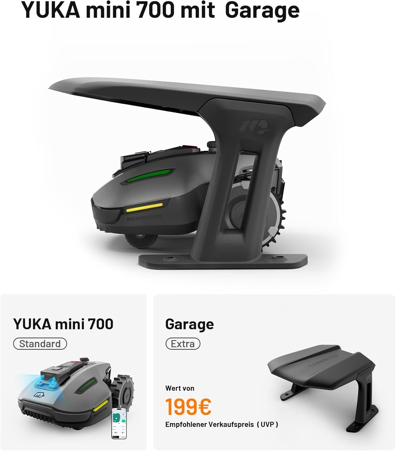 MAMMOTION YUKA und YUKA mini Serie Mähroboter (YUKA mini 700+Garage)