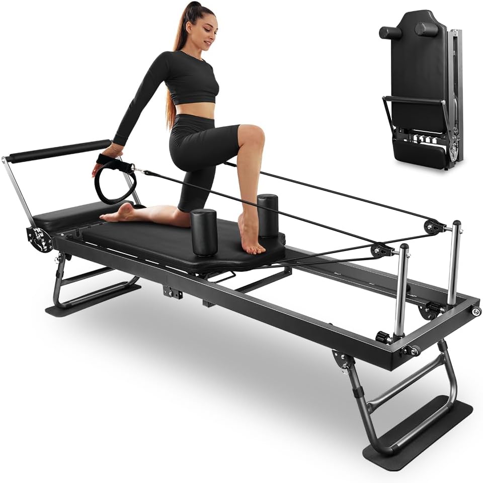 ONETWOFIT Pilates Reformer: Faltbar, für Core, Yoga & Krafttraining