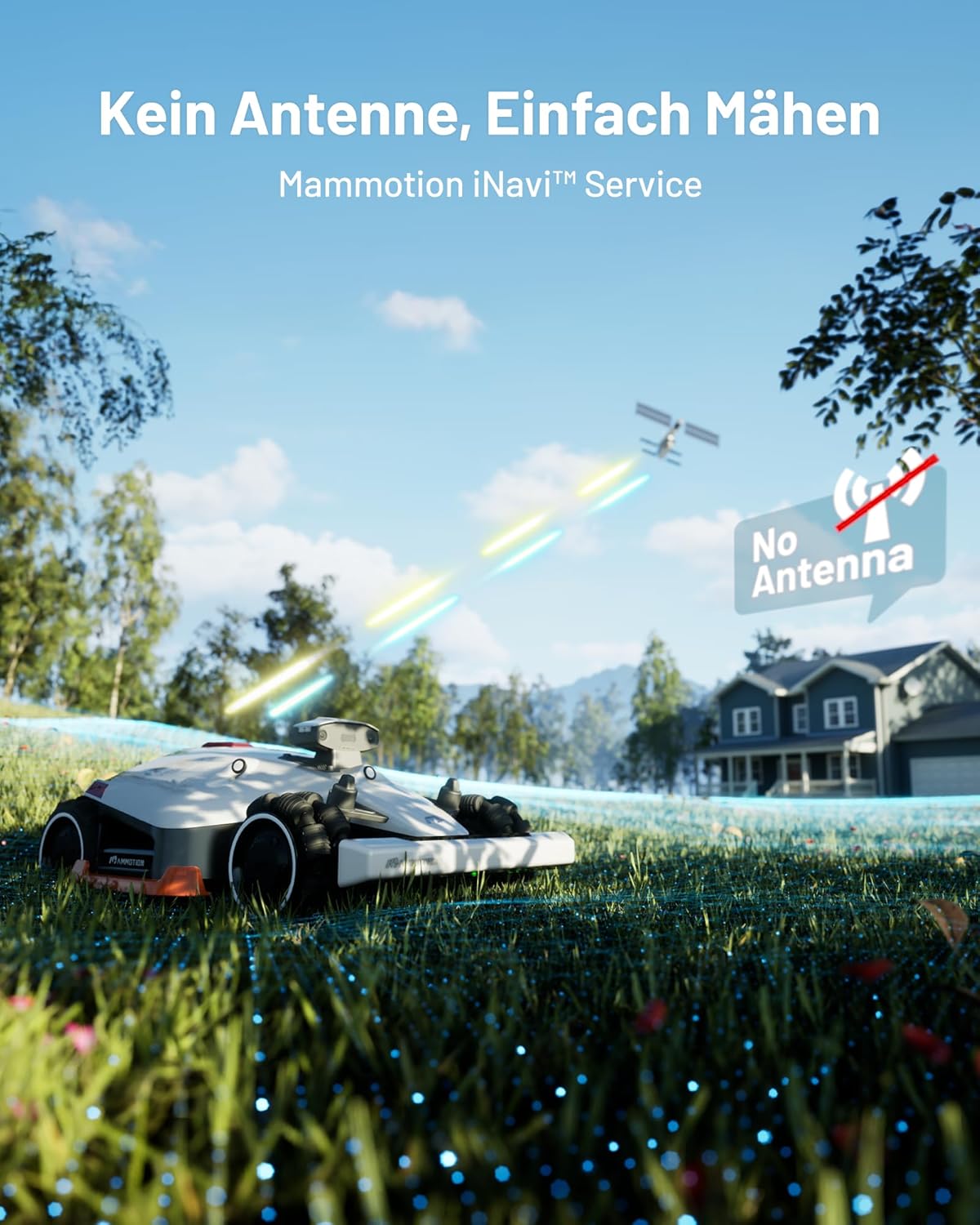 MAMMOTION LUBA 2 AWD 3000X Mähroboter ohne Begrenzungskabel, NetRTK+Vision, Keine RTK-Antenne erforderlich, Auto-Kartierung, Empf. 3000m², Max. 3600m², mit 4G-Modul, 80% Steigung