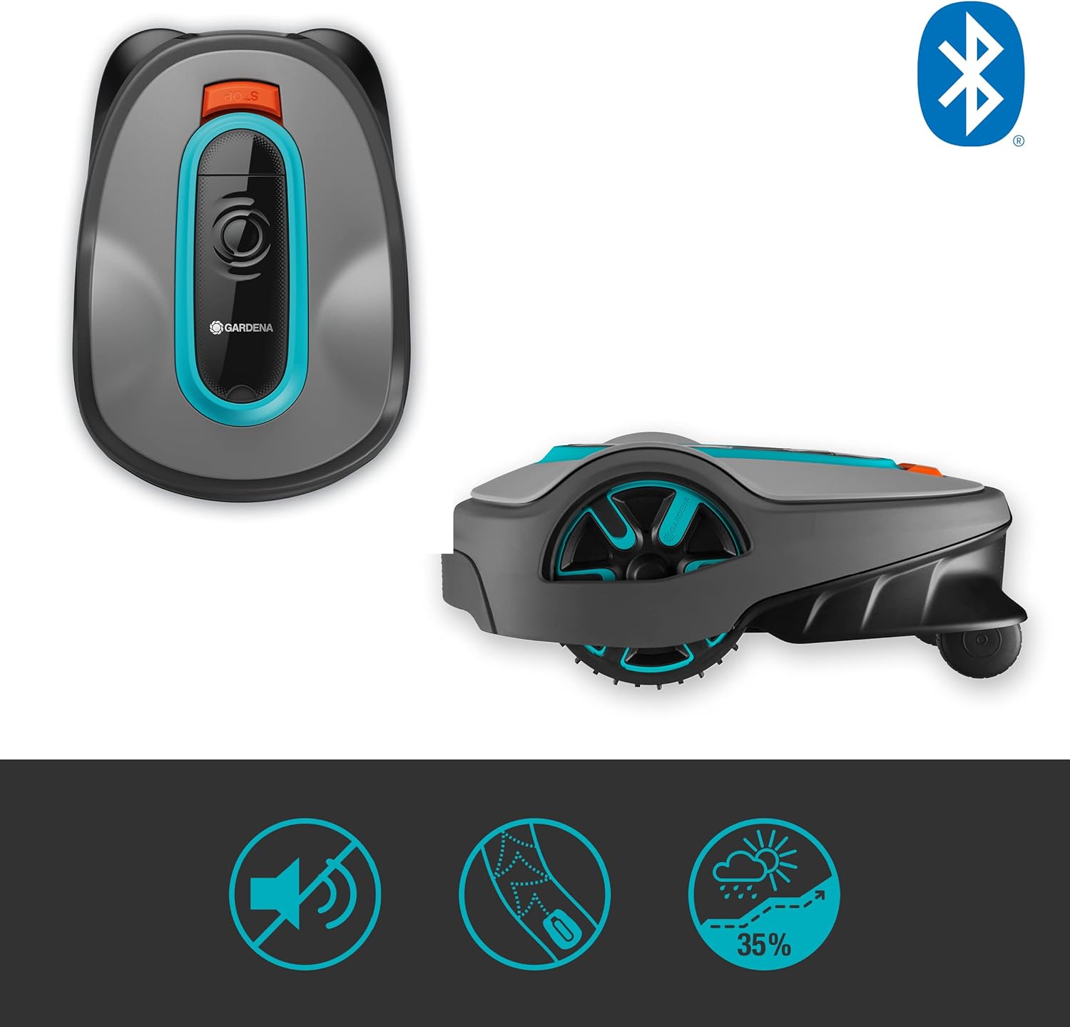 Gardena SILENO Life: Mähroboter für Rasenflächen bis 750 m², Bluetooth-App bedienbar, Easy-Passage-Funktion, mit 57 db(A) sehr leise, Steigungen bis zu 35 Prozent, mäht bei jedem Wetter (15101-20)
