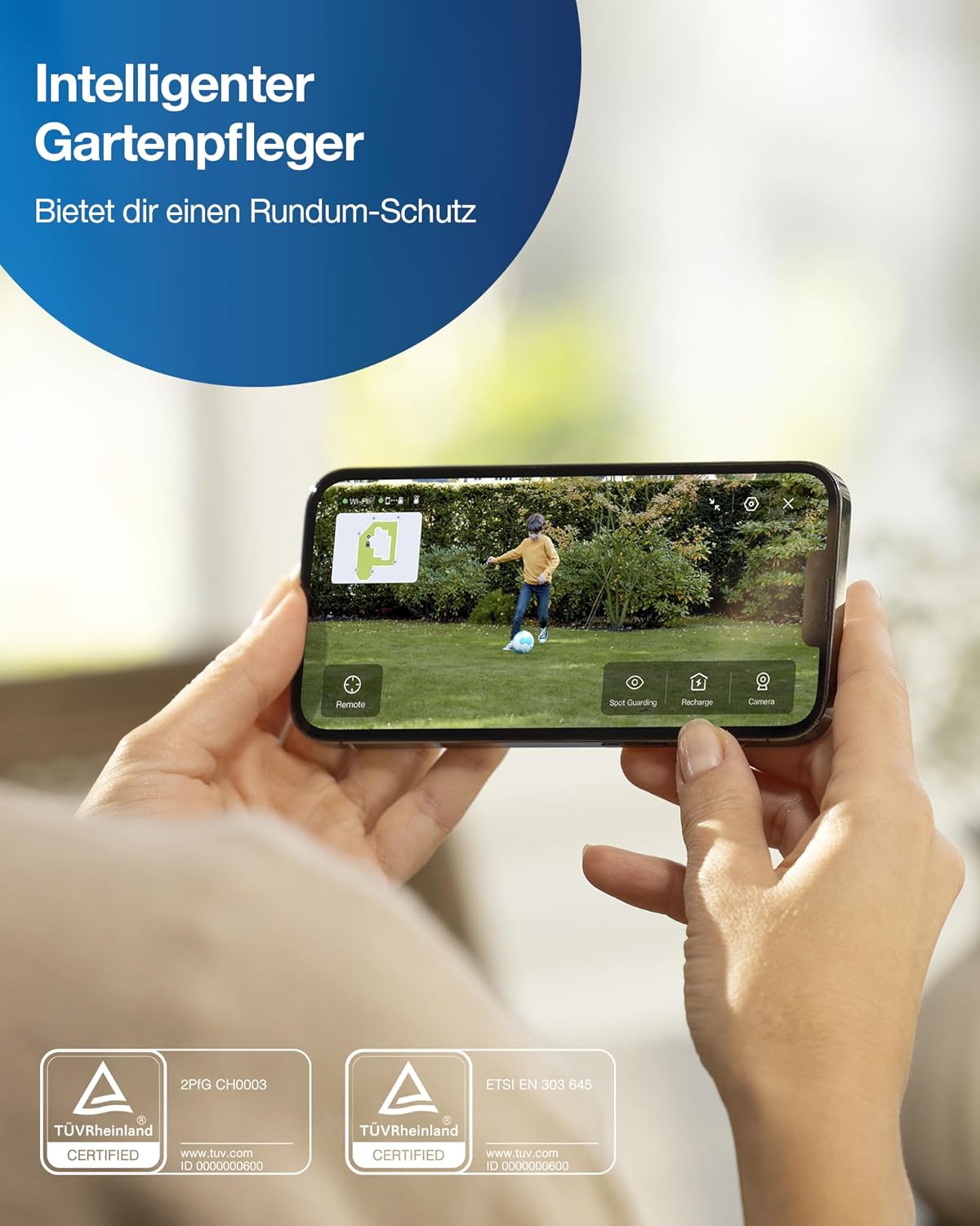 ECOVACS GOAT G1-800 Mähroboter 800㎡ ohne Begrenzungskabel, vollautomatischer kartierender Rasenroboter, Ultra-Weitband+Vision+GPS-Positionierung, 16-Zonen-Management, intelligente Hindernisvermeidung