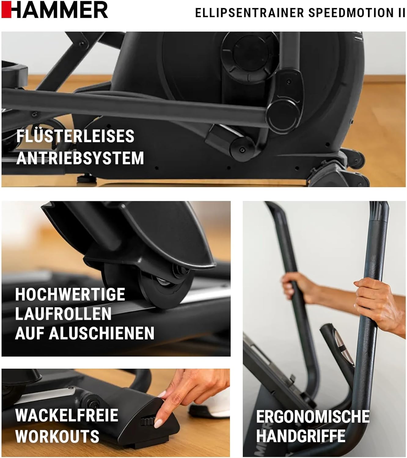 Hammer SpeedMotion II: Crosstrainer mit Steigung, 24 Programmen & 18 kg Schwungmasse