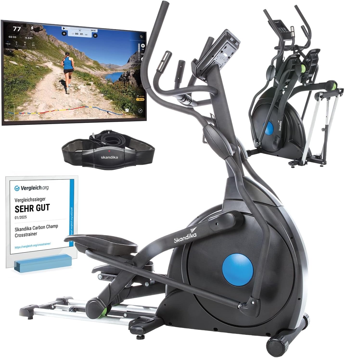 Skandika CardioCross Carbon Champ Elliptical Trainer | Bluetooth & Kinomap