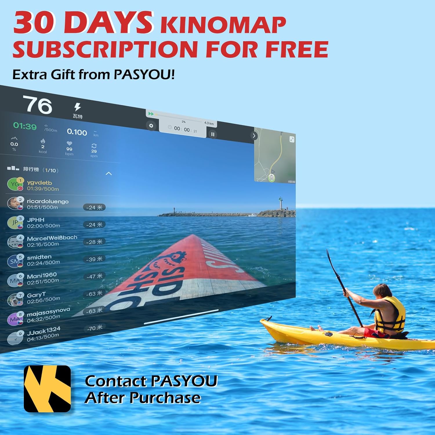 PASYOU Luftwiderstand Rudergerät für Zuhause: 10 Stufen, Komfortsitz, Kinomap APP