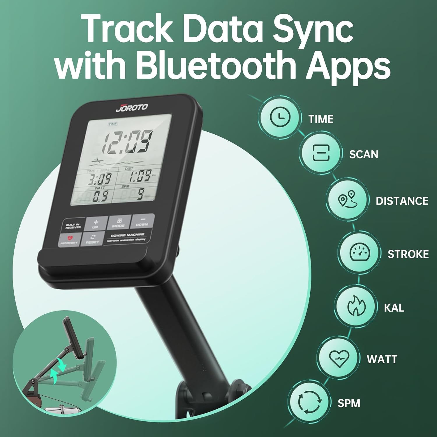JOROTO MR380/MR390 Rudergerät: Eichenholz, 28L Tank, Bluetooth Monitor