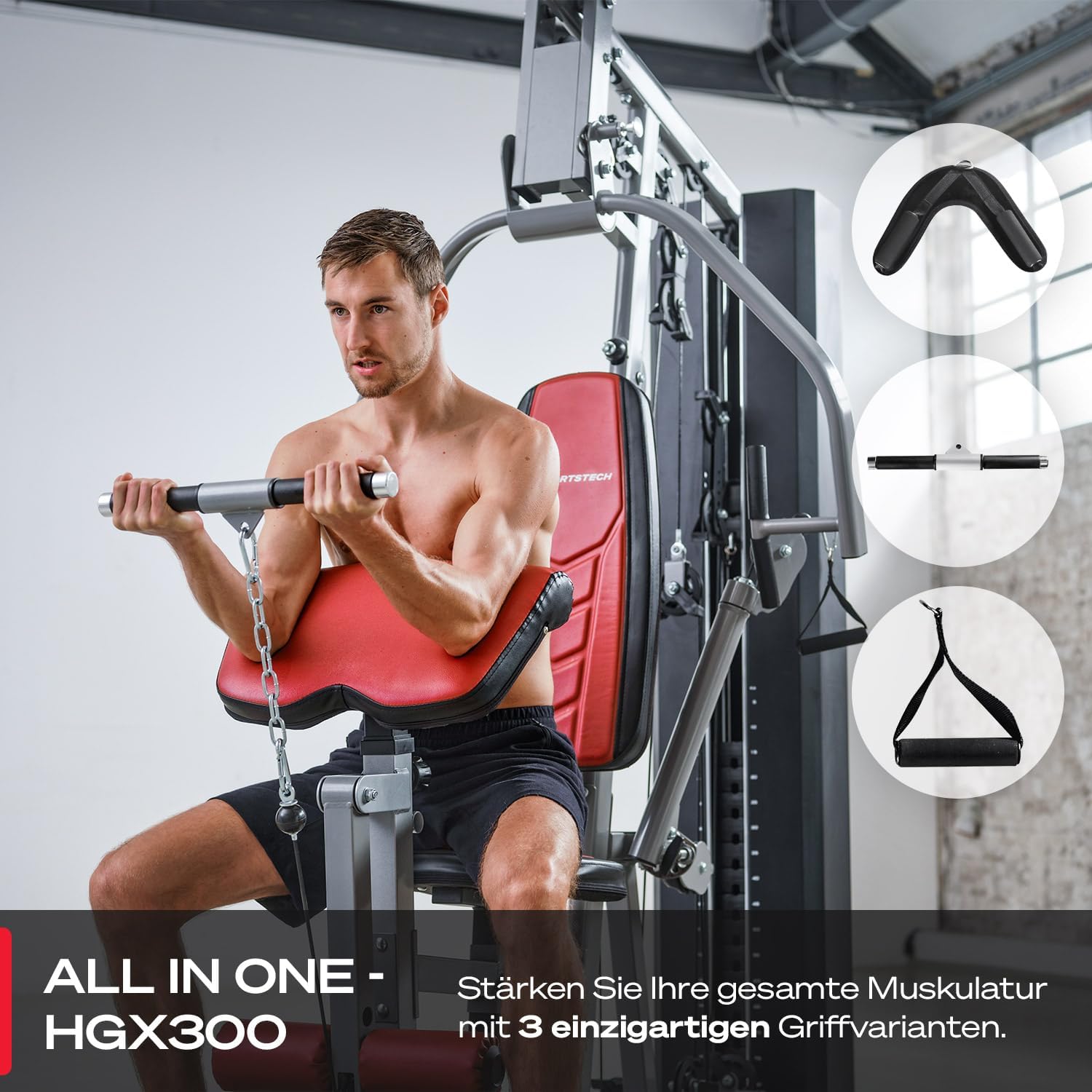 Sportstech HGX300: Multifunktions-Kraftstation mit Beinpresse, Stepper & Powertower