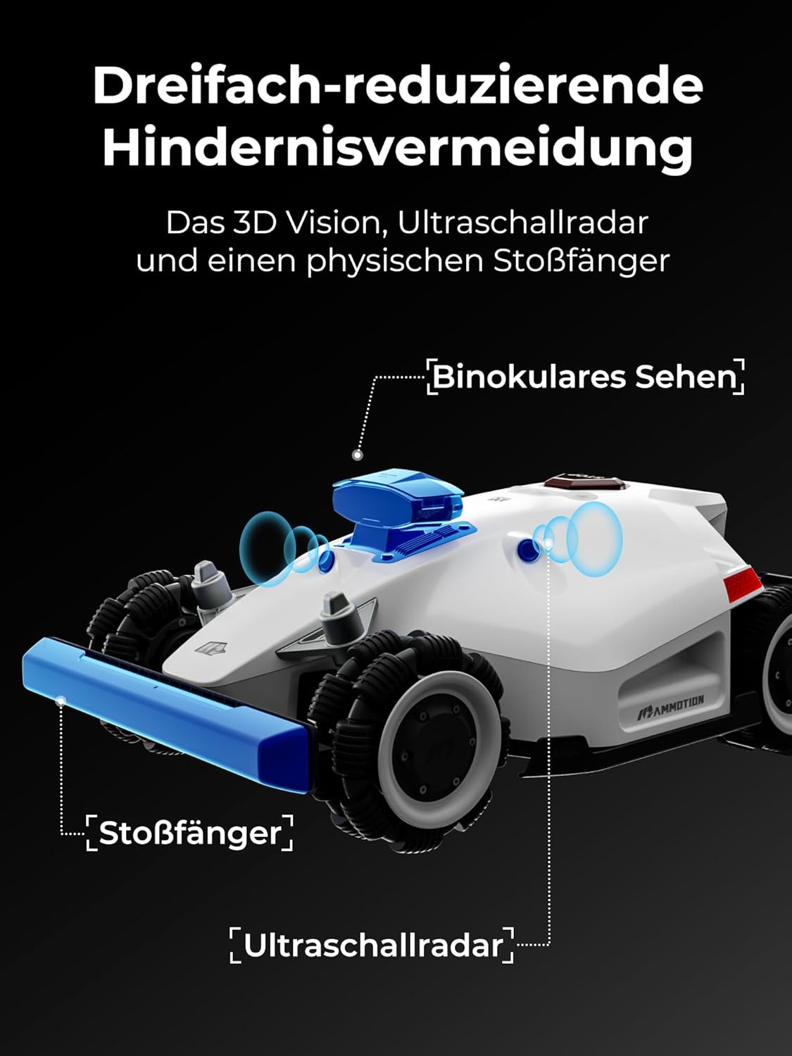 MAMMOTION LUBA 2 AWD 3000 Rasenmäher Roboter (2024 Version), Mähroboter ohne Begrenzungskabel für Rasenflächen bis 3000 m², 3D Vision+RTK Fusion-Mapping, 80% Steigung, Schnitthöhe 25-70mm