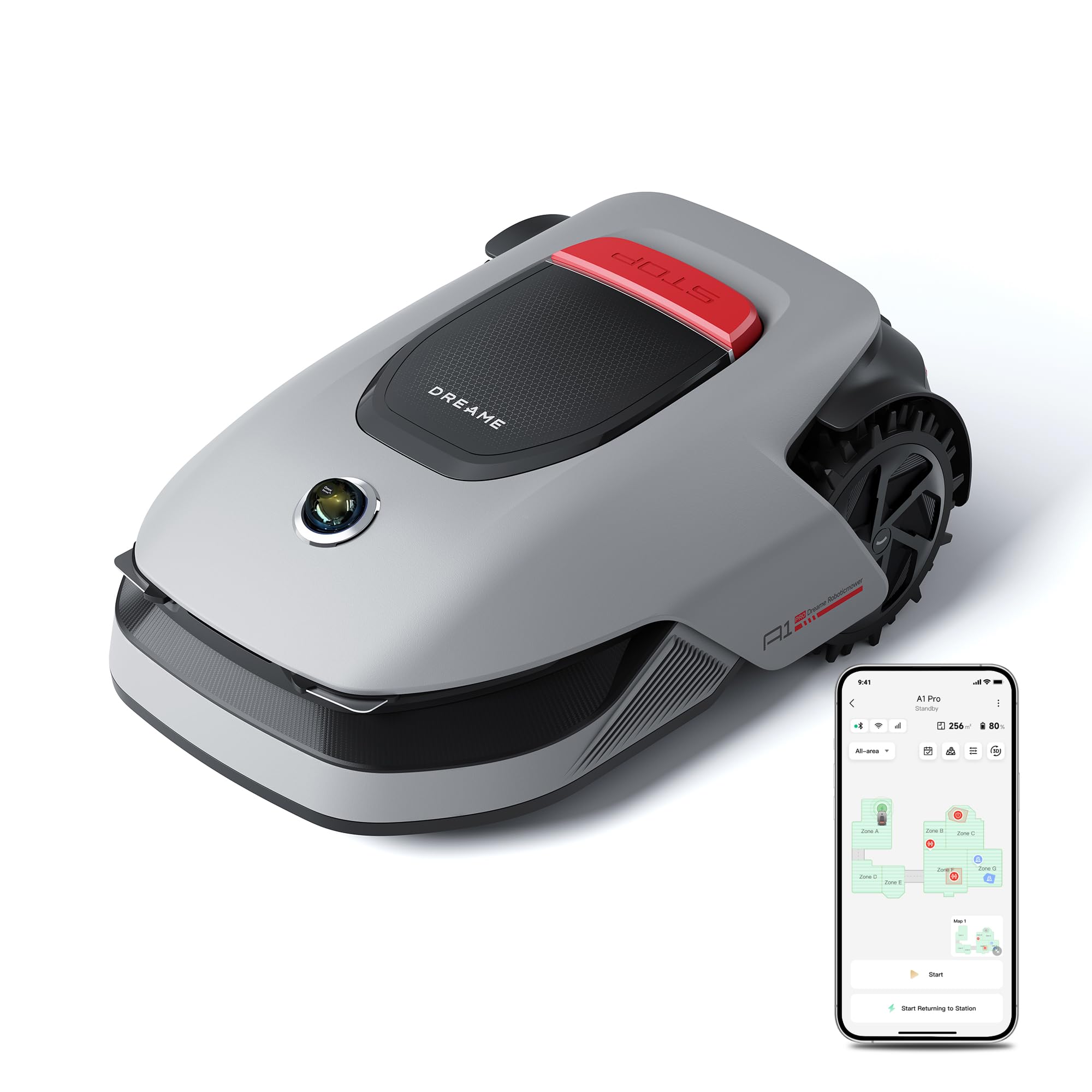 DREAME Mähroboter A2, Auto-Begrenzungseinrichtung,3000 m²,Dual-Fusion-Kartierung, OmniSense-2.0-Hindernisvermeidung, EdgeMaste-Schneidsystem, Leiser Nabenmotor, Steigung bis 26,5°, Smart-App-Steuerung