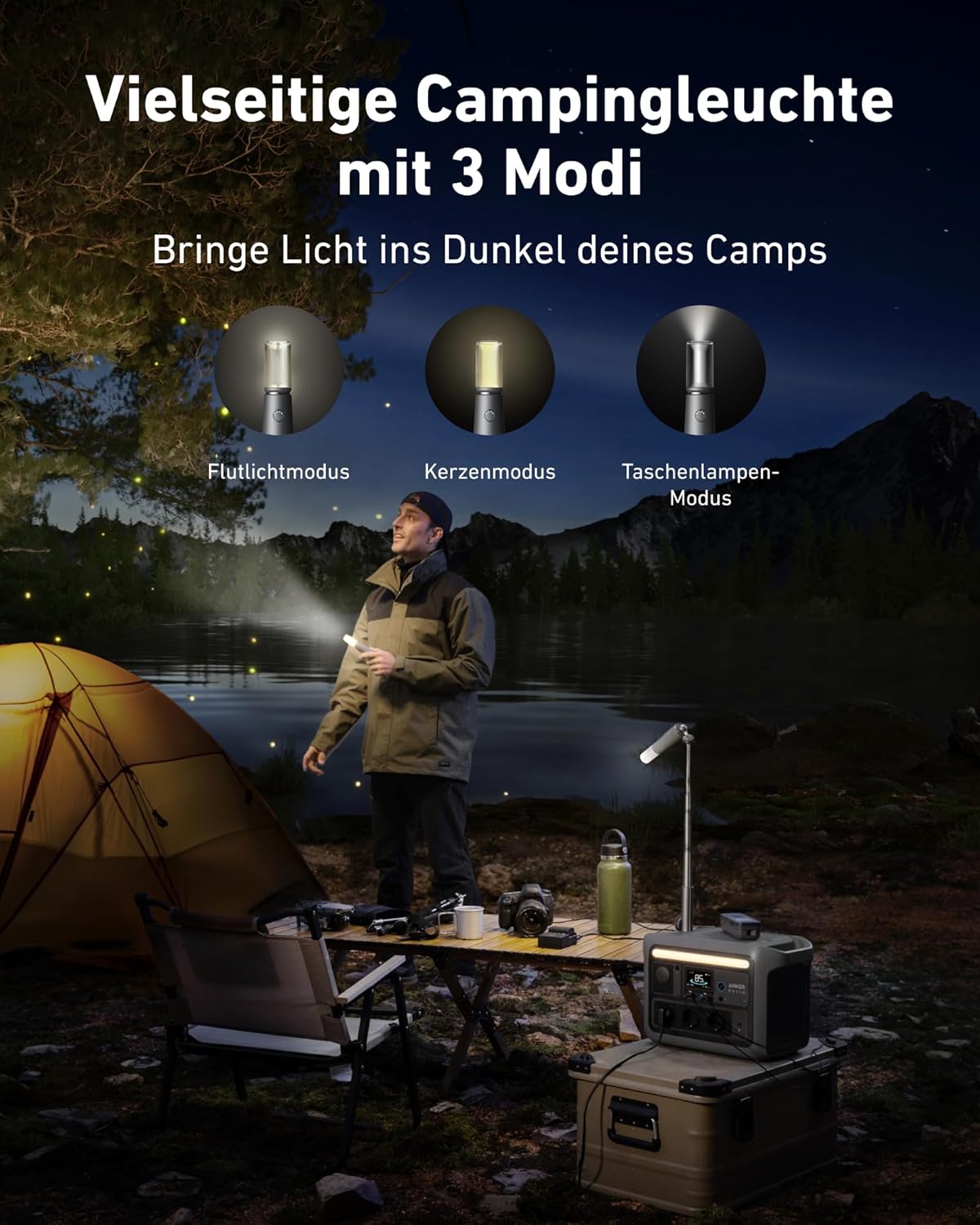 Anker SOLIX C800 Plus Tragbare Powerstation mit 100W Solarpanel, 1200W (1600W Spitzenleistung) Solargenerator für Campingbeleuchtung, 768Wh LiFePO4 Akkus für Camping, Wohmobil, Reisen, Stromausfall