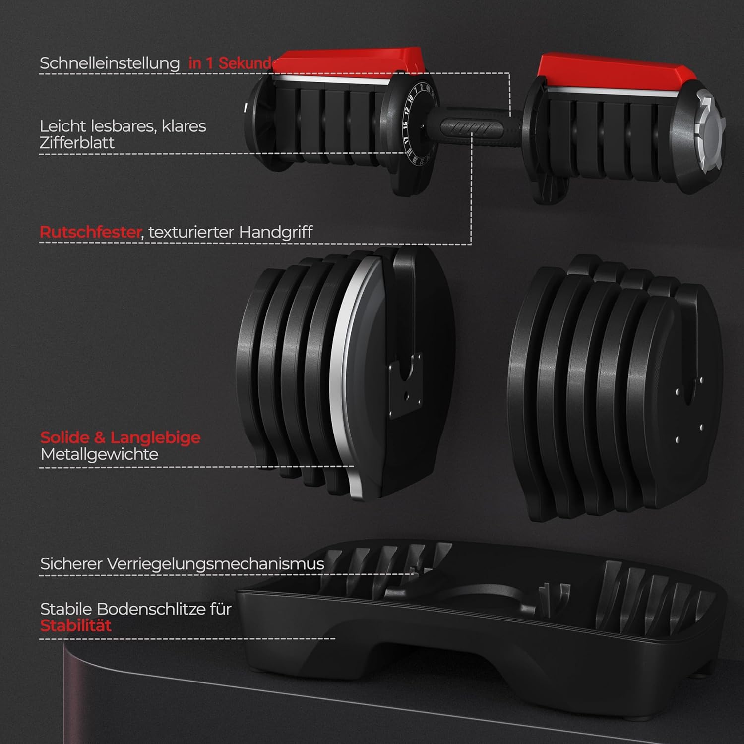 Yaheetech Verstellbare Hantel: 12/16‑in‑1 Schnellverstellung fürs Home‑Gym